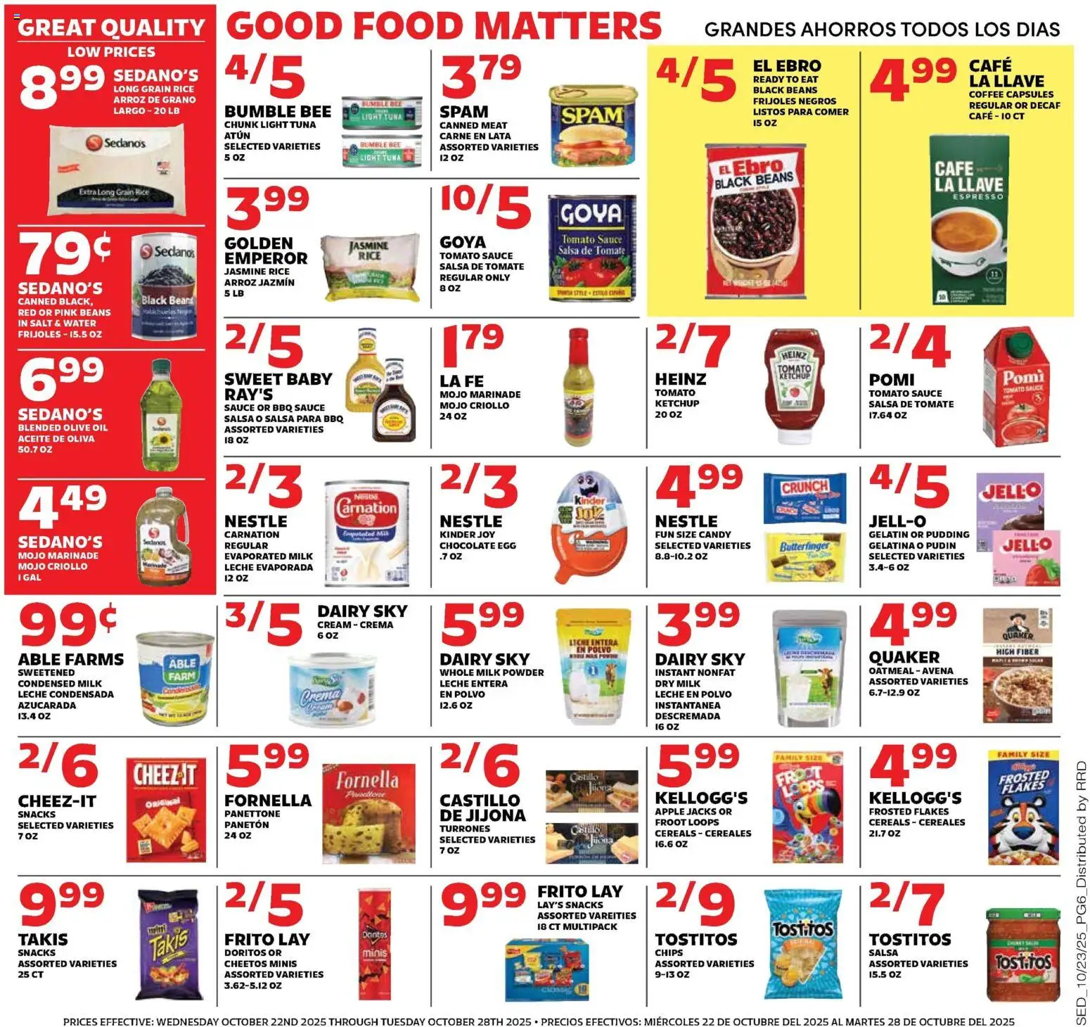 Sedano's Current Ad - FL - valid from 22.10.2025 | Page: 6 | Products: Milk, Oil, Cereals, Water