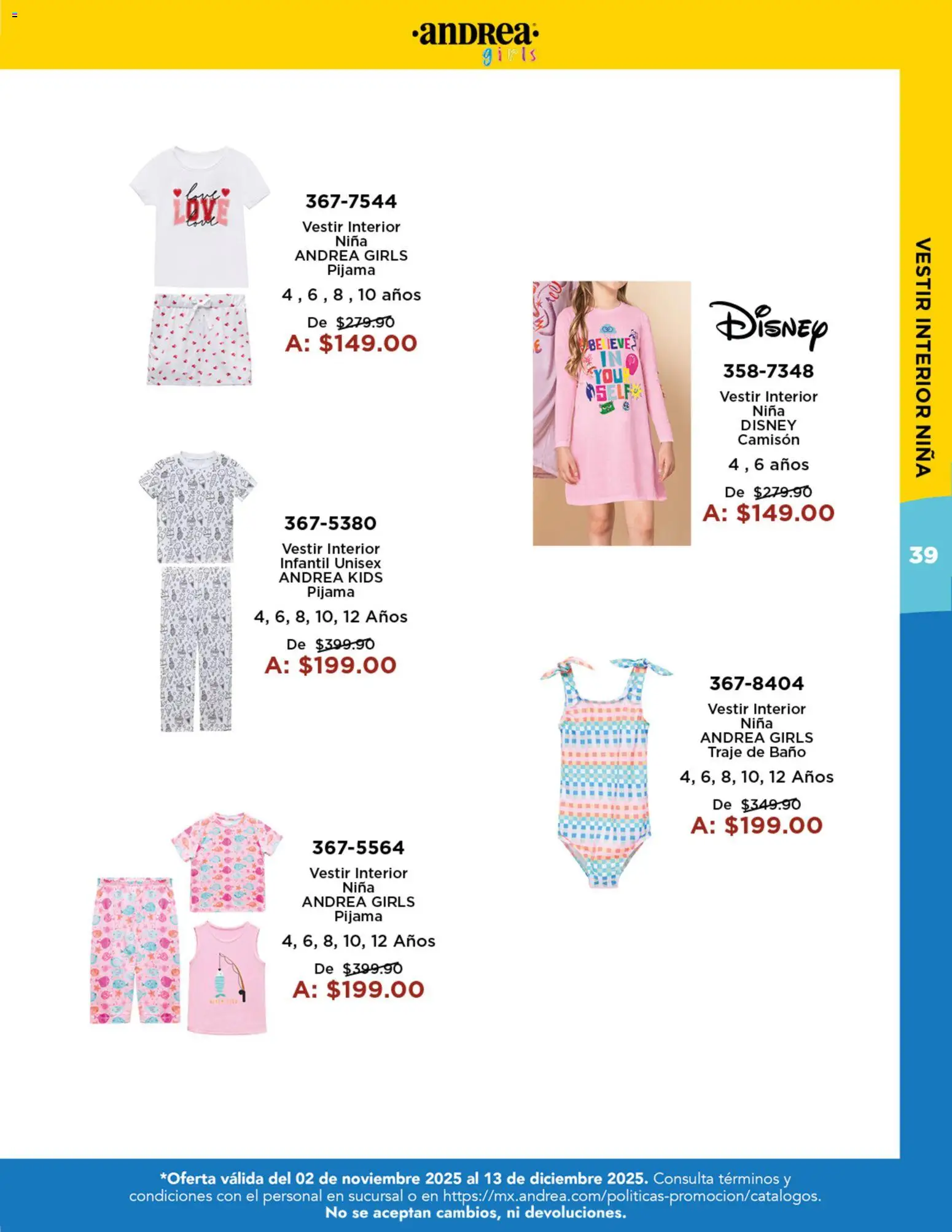 Nuevas ofertas de Andrea válidas en toda la República Mexicana desde el 02.11.2025. ¡Encuentra las mejores ofertas en Andrea catálogo Precios Especiales! | Página: 39 | Productos: Pijama, Traje, Traje de baño, Camisón