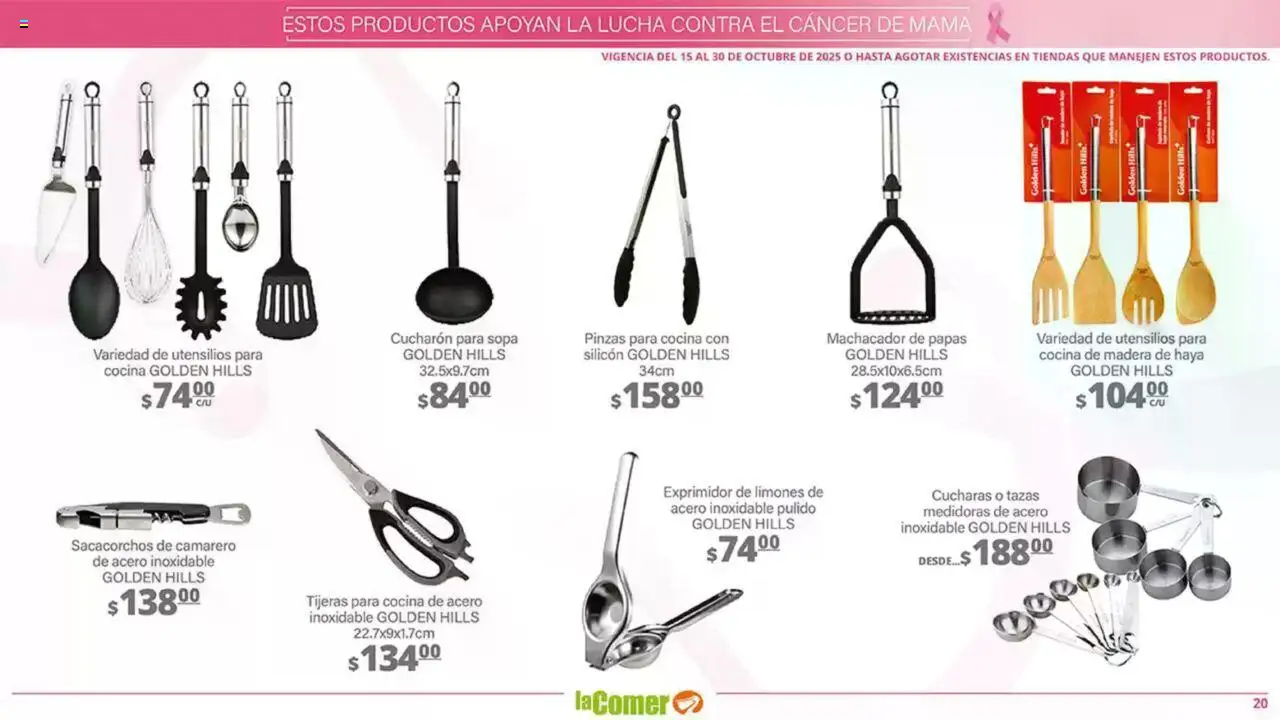 Nuevas ofertas de La Comer válidas en toda la República Mexicana desde el 15.10.2025. ¡Encuentra las mejores ofertas en La Comer - Folleto! | Página: 20 | Productos: Sopa, Cocina, Exprimidor, Cucharón
