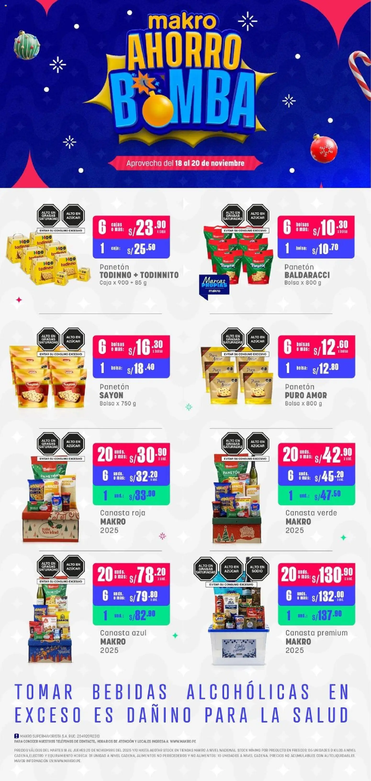 Catálogo Makro válido desde 18.11.2025 | Página: 1 | Productos: Caja, Arroz, Pasta, Bolsa