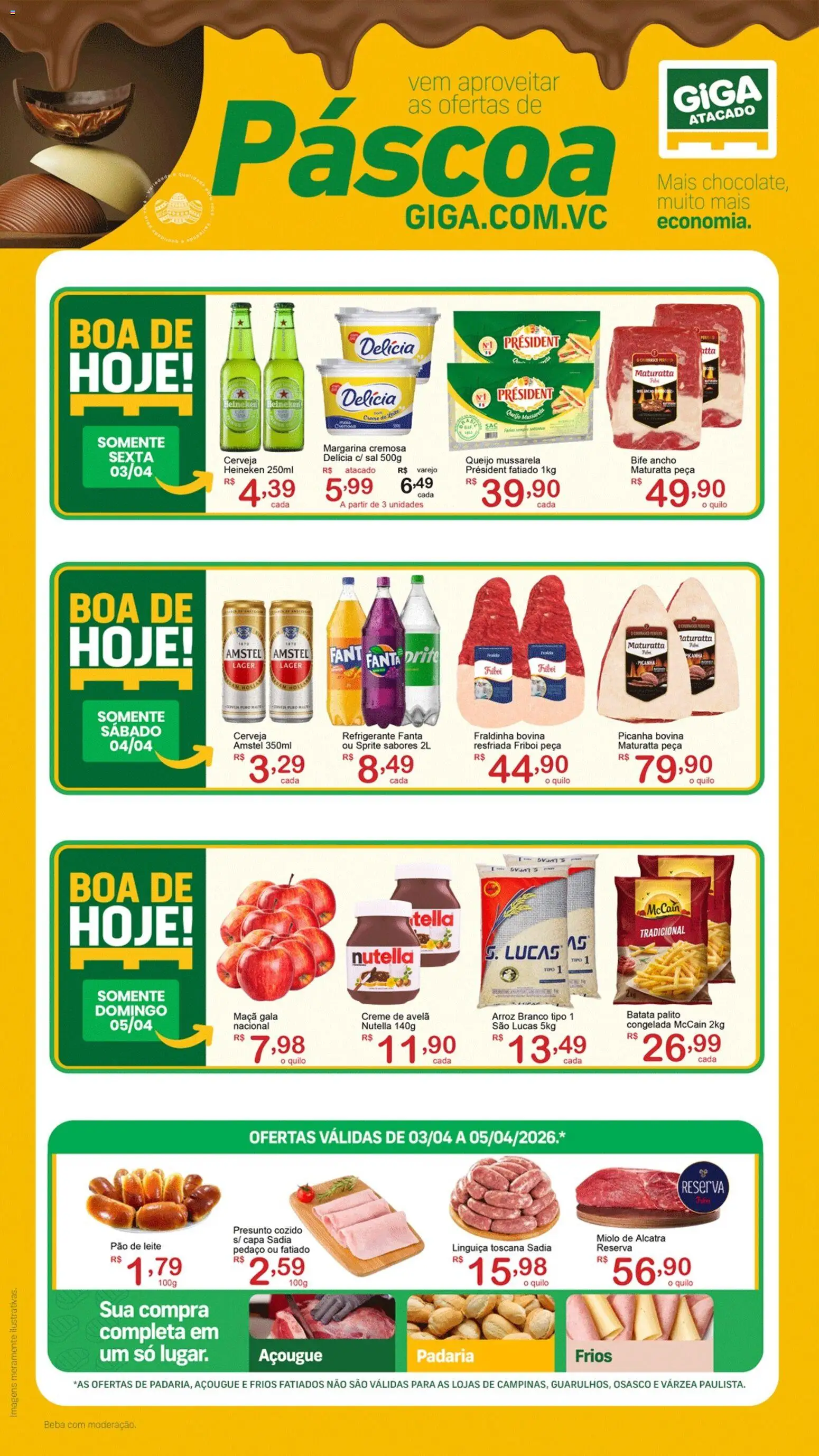 GIGA Atacado Folheto - válido de 03.04.2026 | Página: 1 | Produtos: Fraldinha, Pão, Creme, Refrigerante