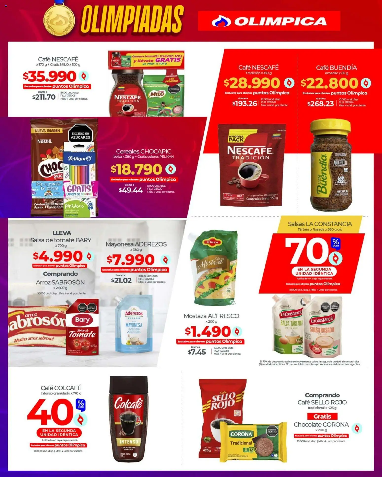 Olímpica revista - valida desde el 13.02.2026 | Página: 9 | Productos: Arroz, Salsa de tomate, Sobre, Chocolate