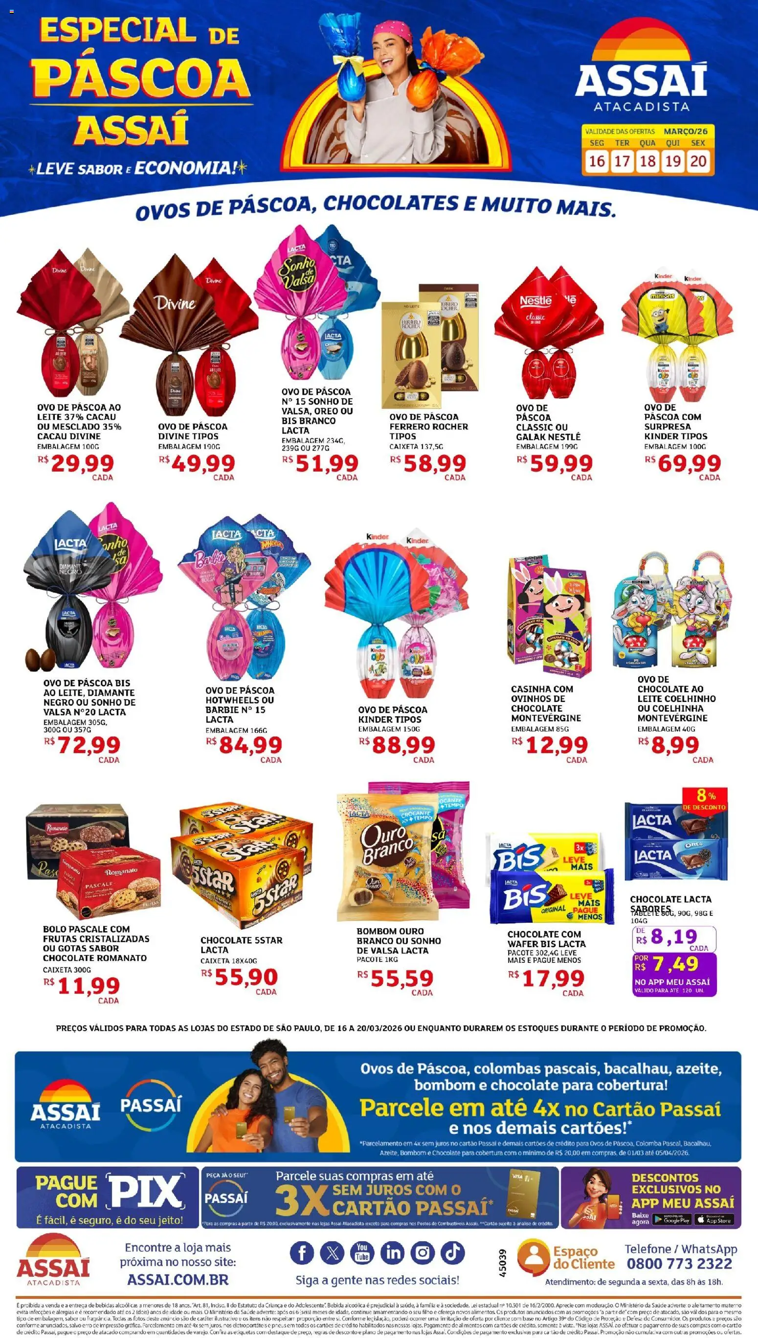 Assaí Atacadista Folheto - válido de 16.03.2026 | Página: 1 | Produtos: Ovos, Chocolate, Bolo, Frutas cristalizadas