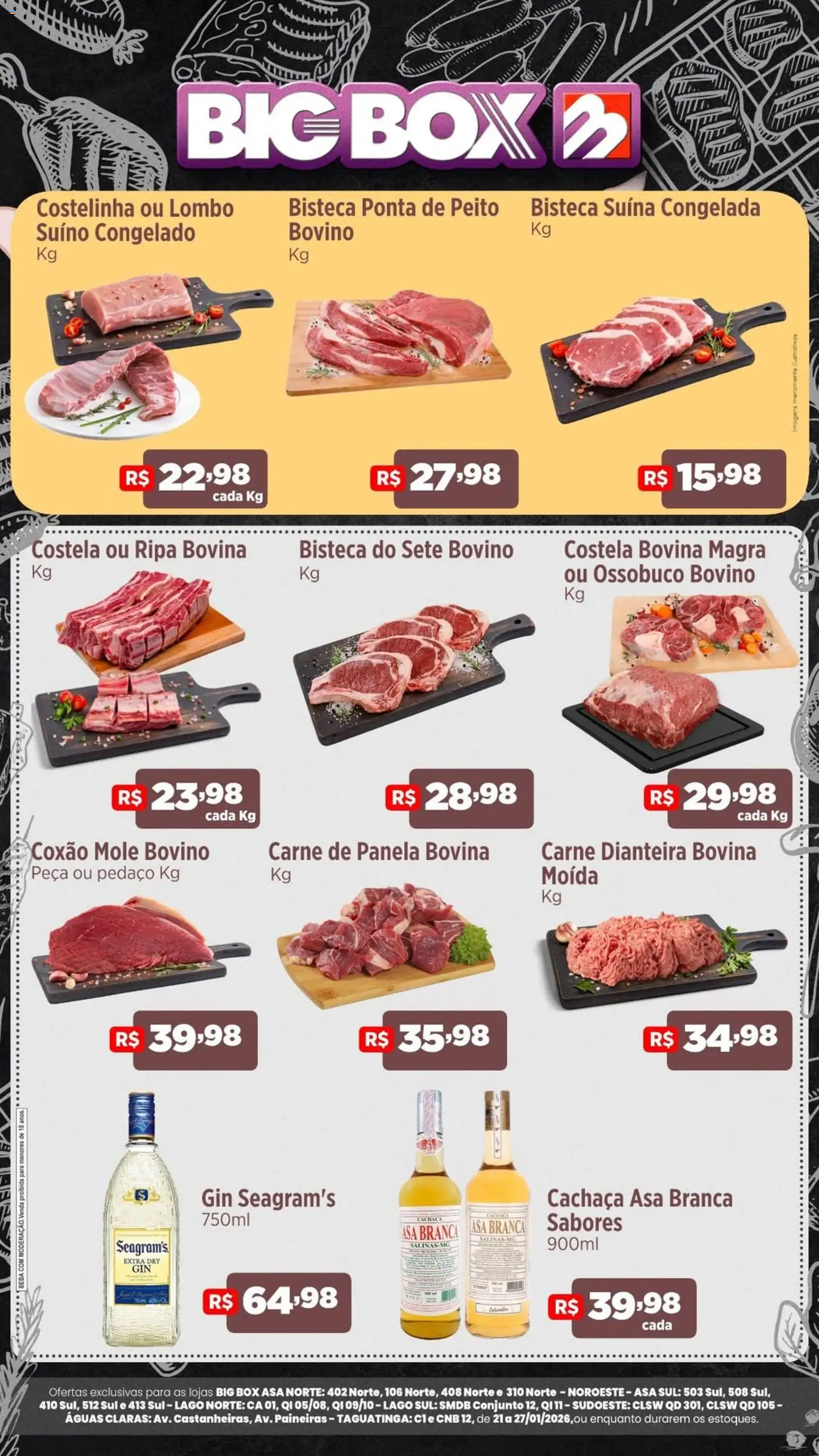 Big Box Folheto - válido de 21.01.2026 | Página: 2 | Produtos: Cachaça, Panela, Carne, Gin