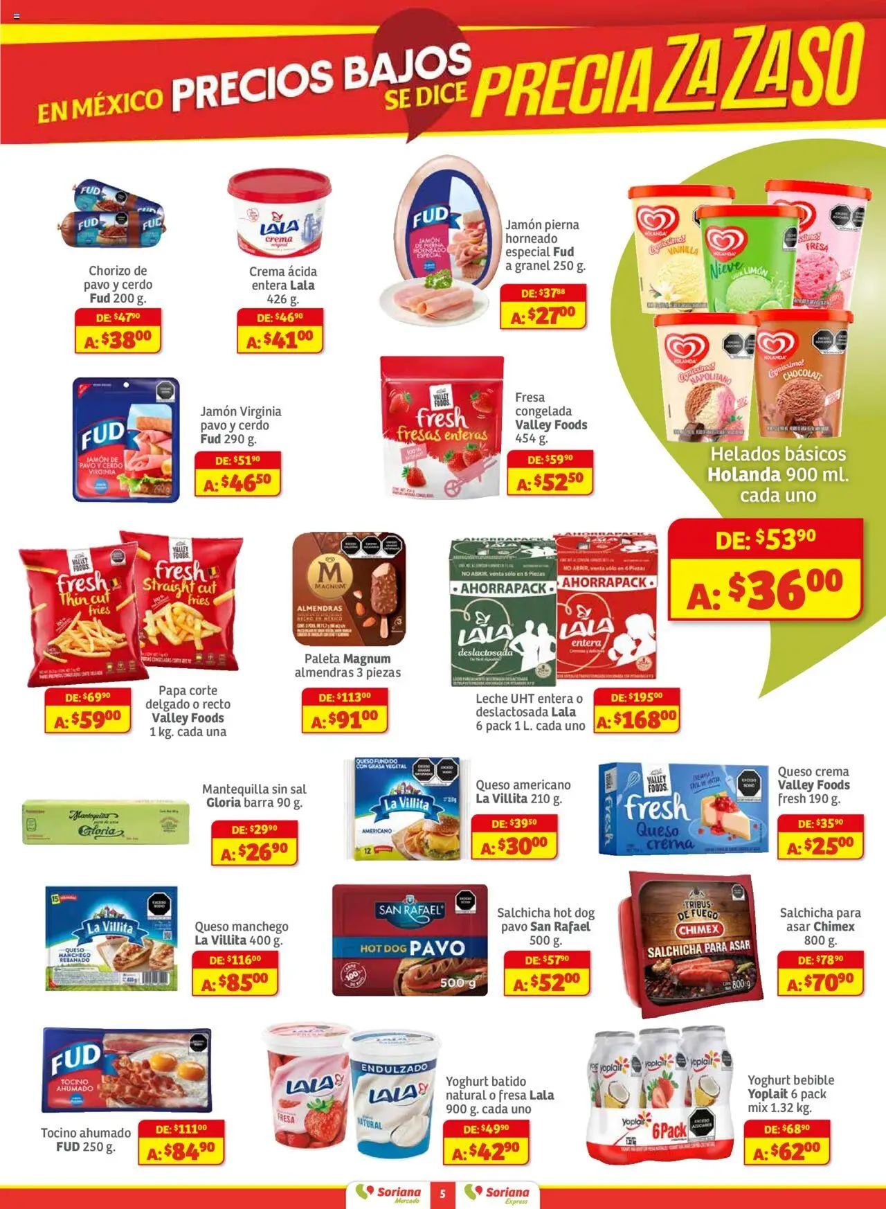 Nuevas ofertas de Soriana válidas en toda la República Mexicana desde el 01.08.2025. ¡Encuentra las mejores ofertas en Soriana - Preciazazaso Mercado Frontera: Chia, Q. Roo! | Página: 5 | Productos: Fresa, Papa, Tocino, Jamón