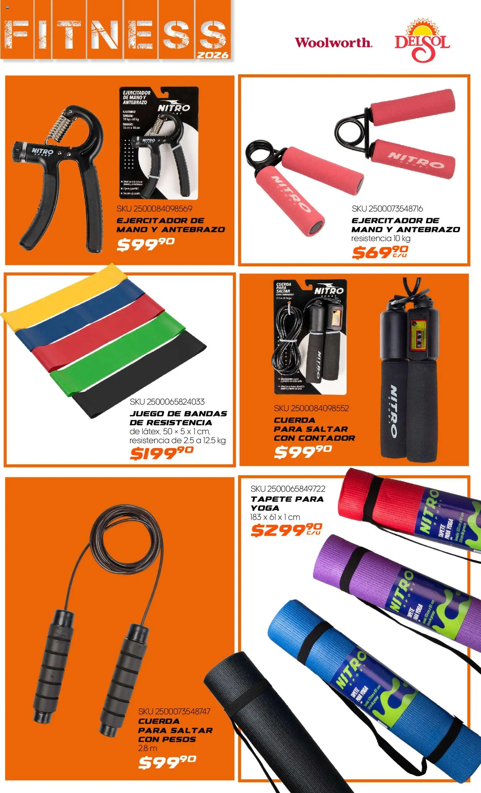Nuevas ofertas de Del Sol y Woolworth válidas en toda la República Mexicana desde el 08.01.2026. ¡Encuentra las mejores ofertas en Del Sol y Woolworth catálogo Fitness! | Página: 17 | Productos: Cuerda, Juego, Tapete