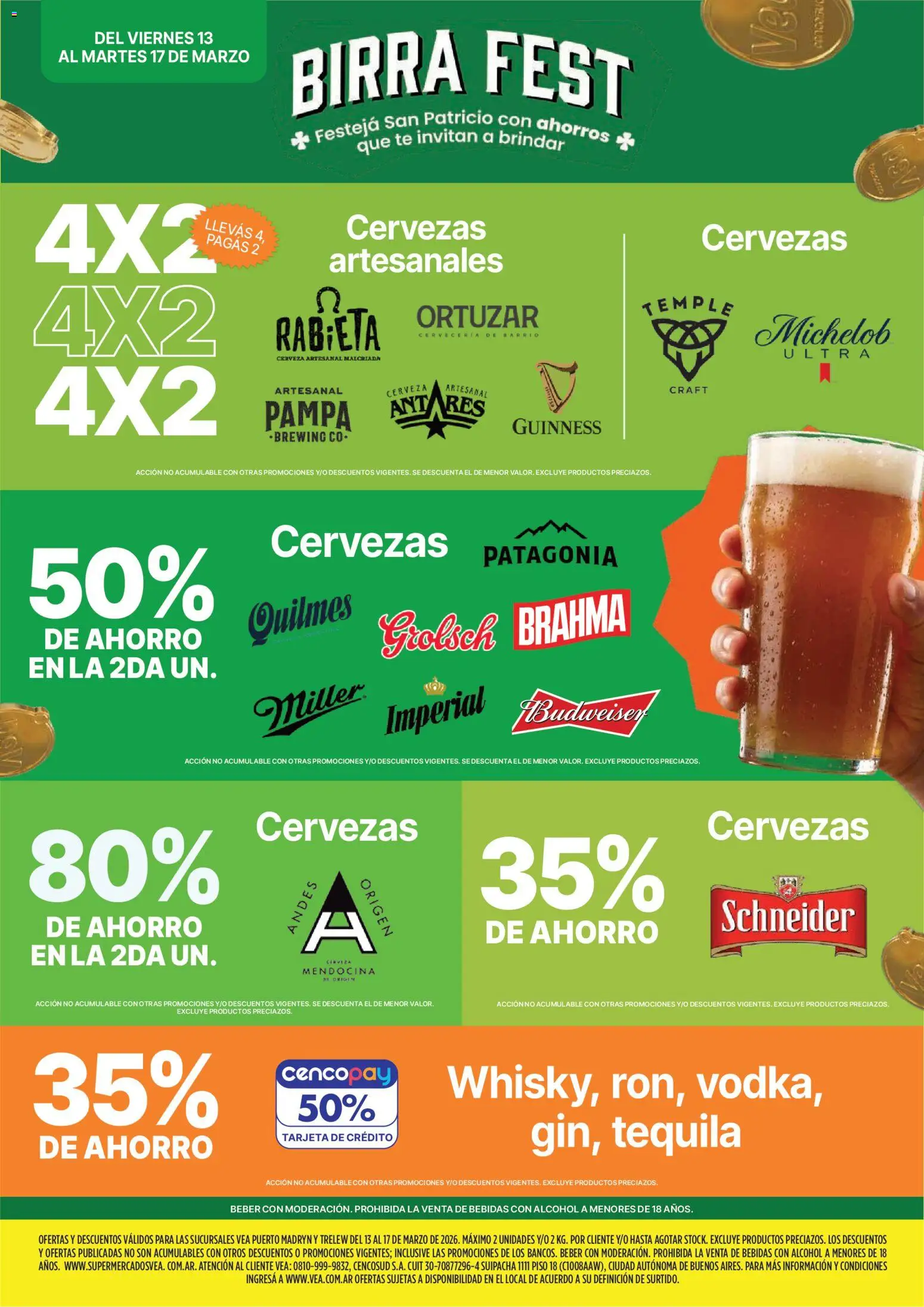 Vea - Ofertas fds Chubut │ válido desde el 13.03.2026 | Página: 8 | Productos: Cerveza, Té