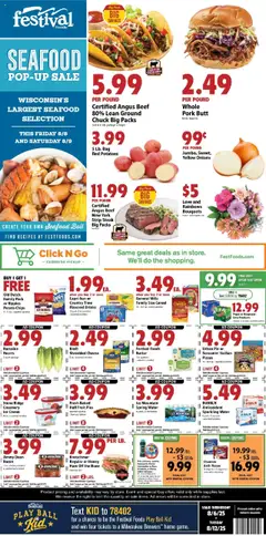 Festival Foods Weekly Ad - valid from 06.08.2025 | Page: 1 | Products: Bath, Ham, Beef, Cream