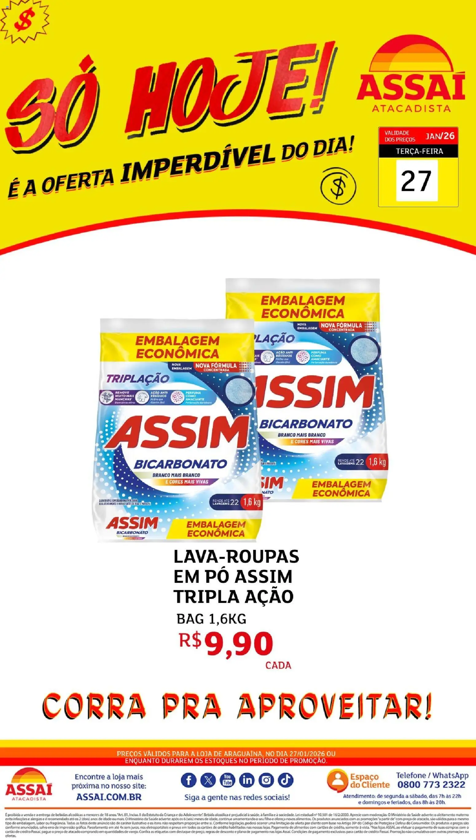 Assaí Atacadista Folheto - válido de 27.01.2026 | Página: 1 | Produtos: Pneus, Base, Roupas, Telefone