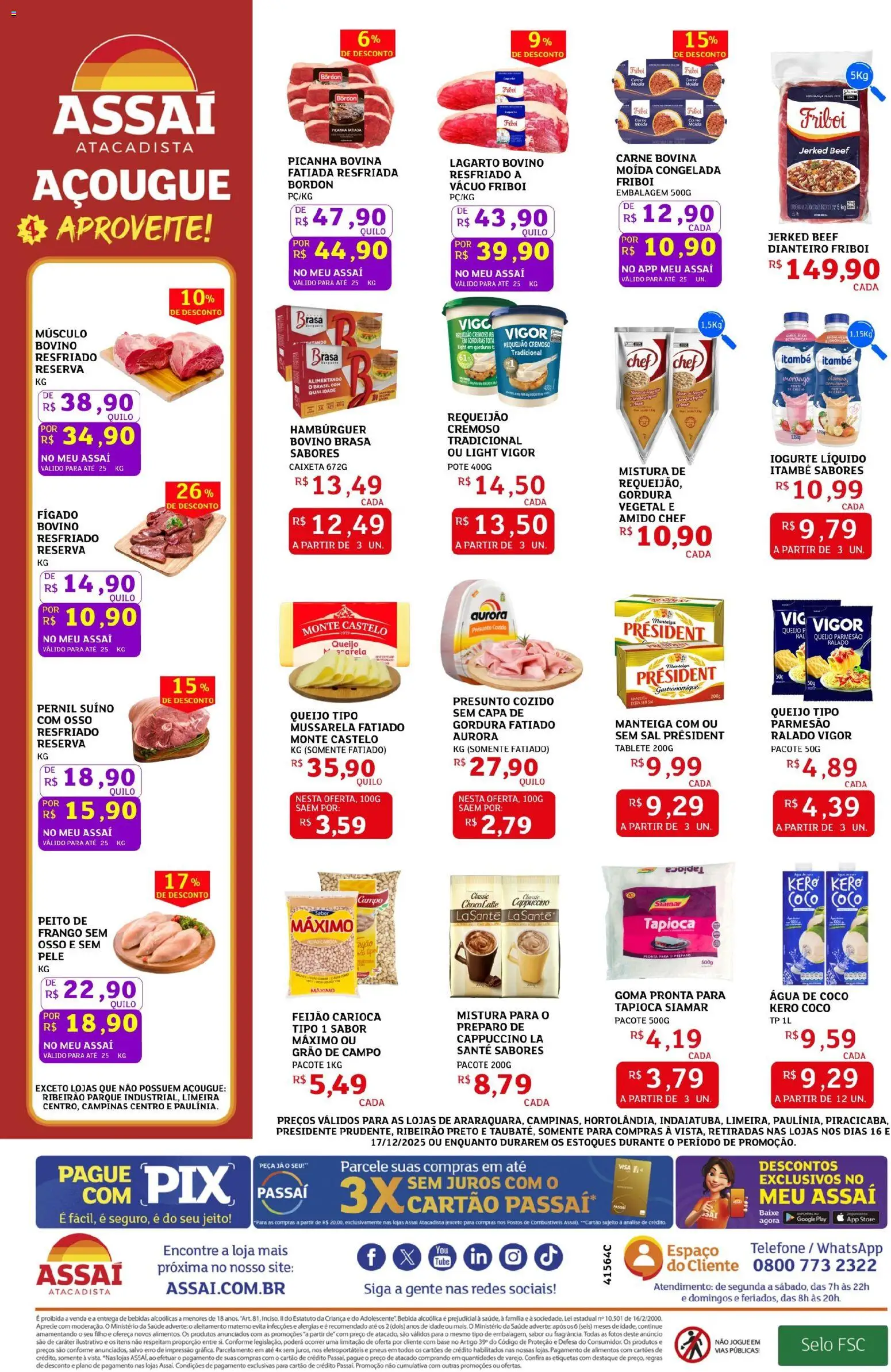 Assaí Atacadista Folheto - válido de 16.12.2025 | Página: 2 | Produtos: Tapioca, Queijo, Presunto, Bebida