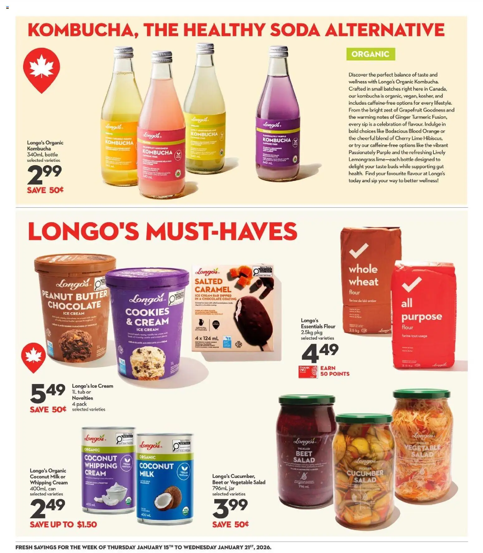 Longo's flyer valid from 15.01.2026 | Page: 11 | Products: Cream, Cookies, Ice cream, Butter