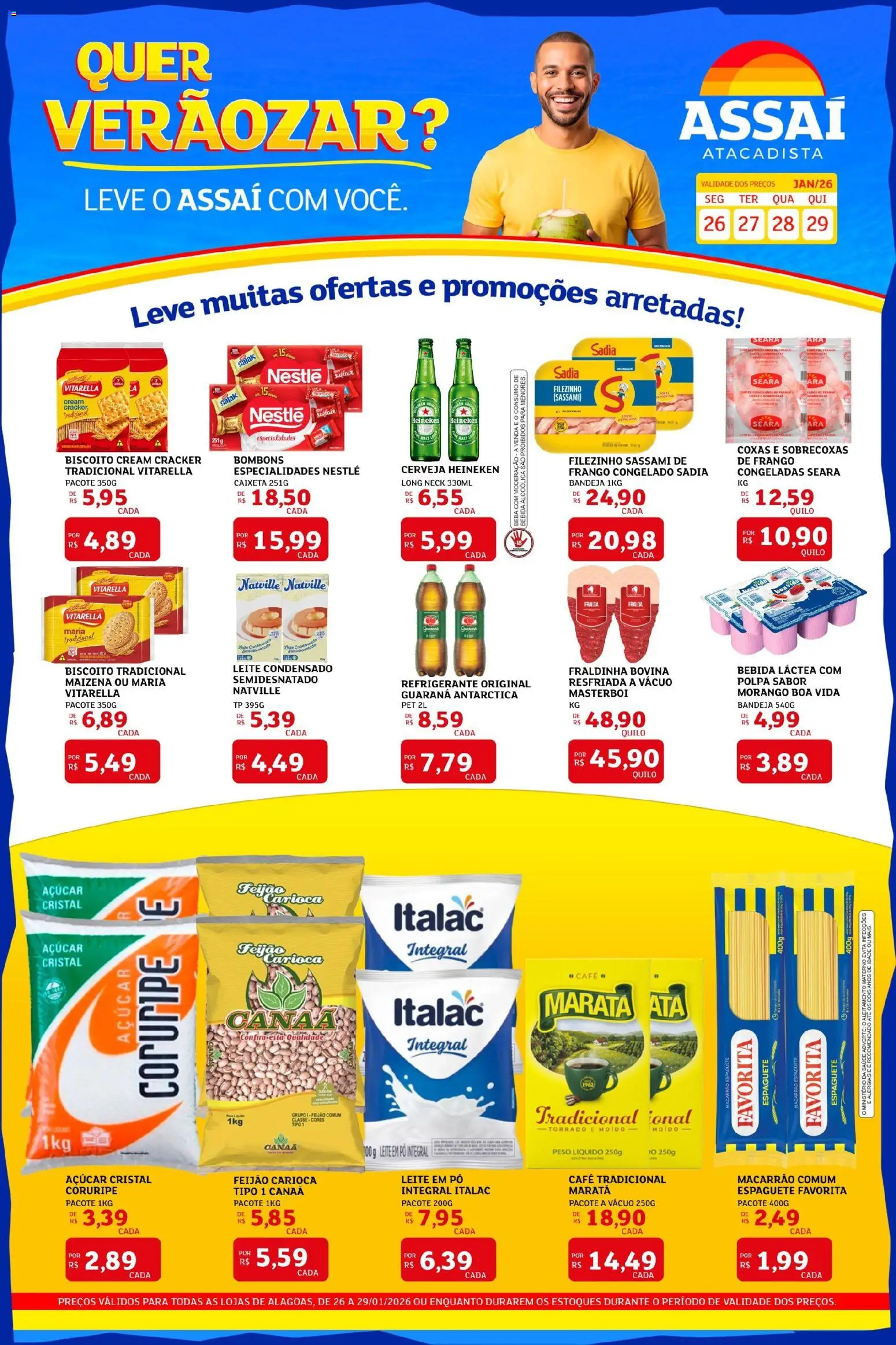 Assaí Atacadista Folheto - válido de 26.01.2026 | Página: 1 | Produtos: Espaguete, Guaraná, Bandeja, Refrigerante