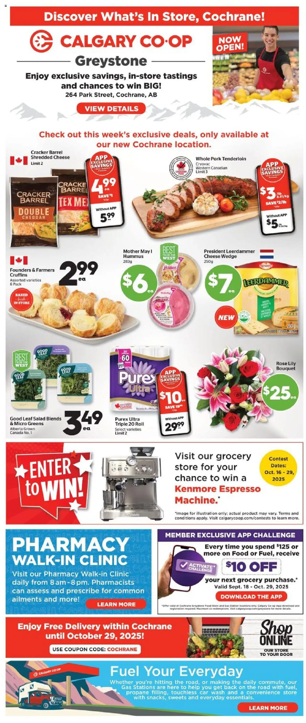 Calgary Co-op flyer valid from 16.10.2025 | Page: 1 | Products: Salad, Cheese, Pork