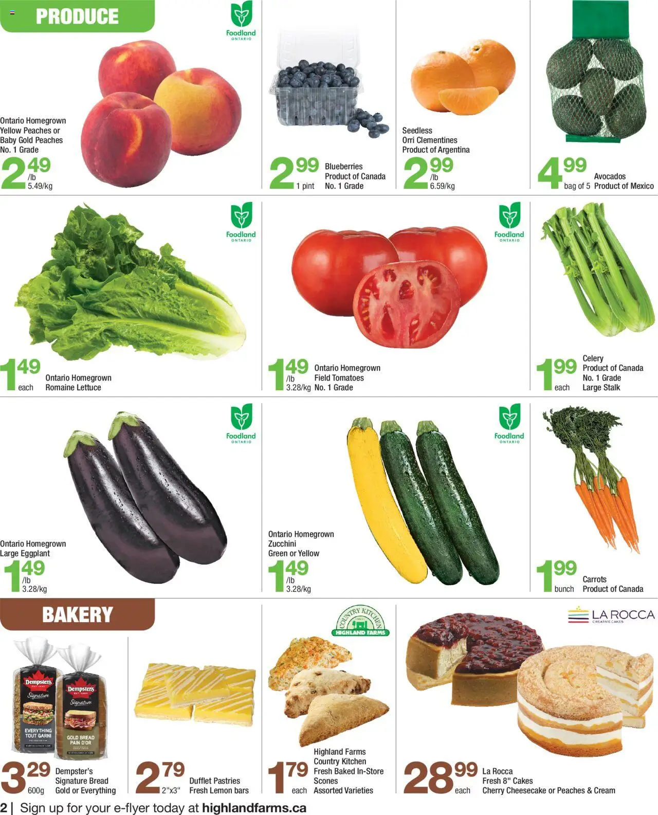 Highland Farms flyer valid from 14.08.2025 | Page: 2 | Products: Cream, Bag, Bread, Tomatoes