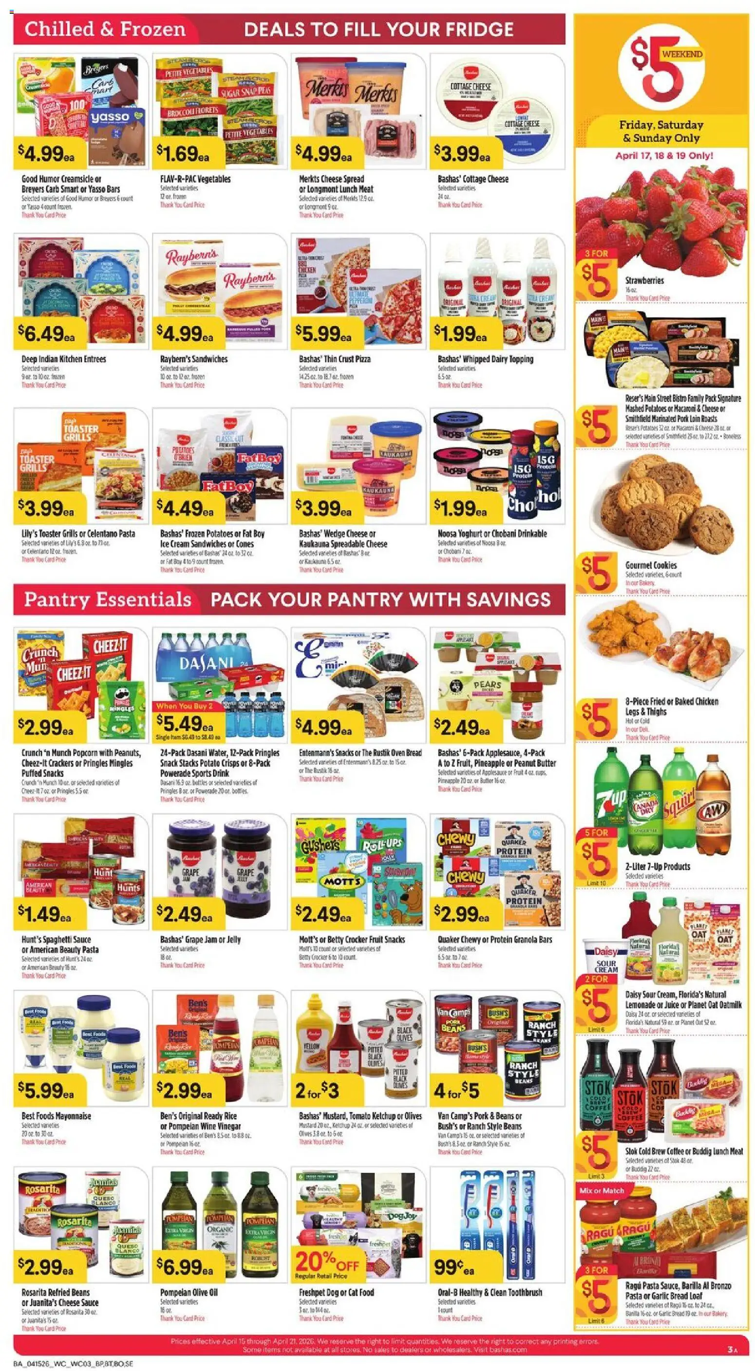 Basha's Weekly Ad - valid from 15.04.2026 | Page: 3 | Products: Oil, Wine, Pasta, Cottage cheese