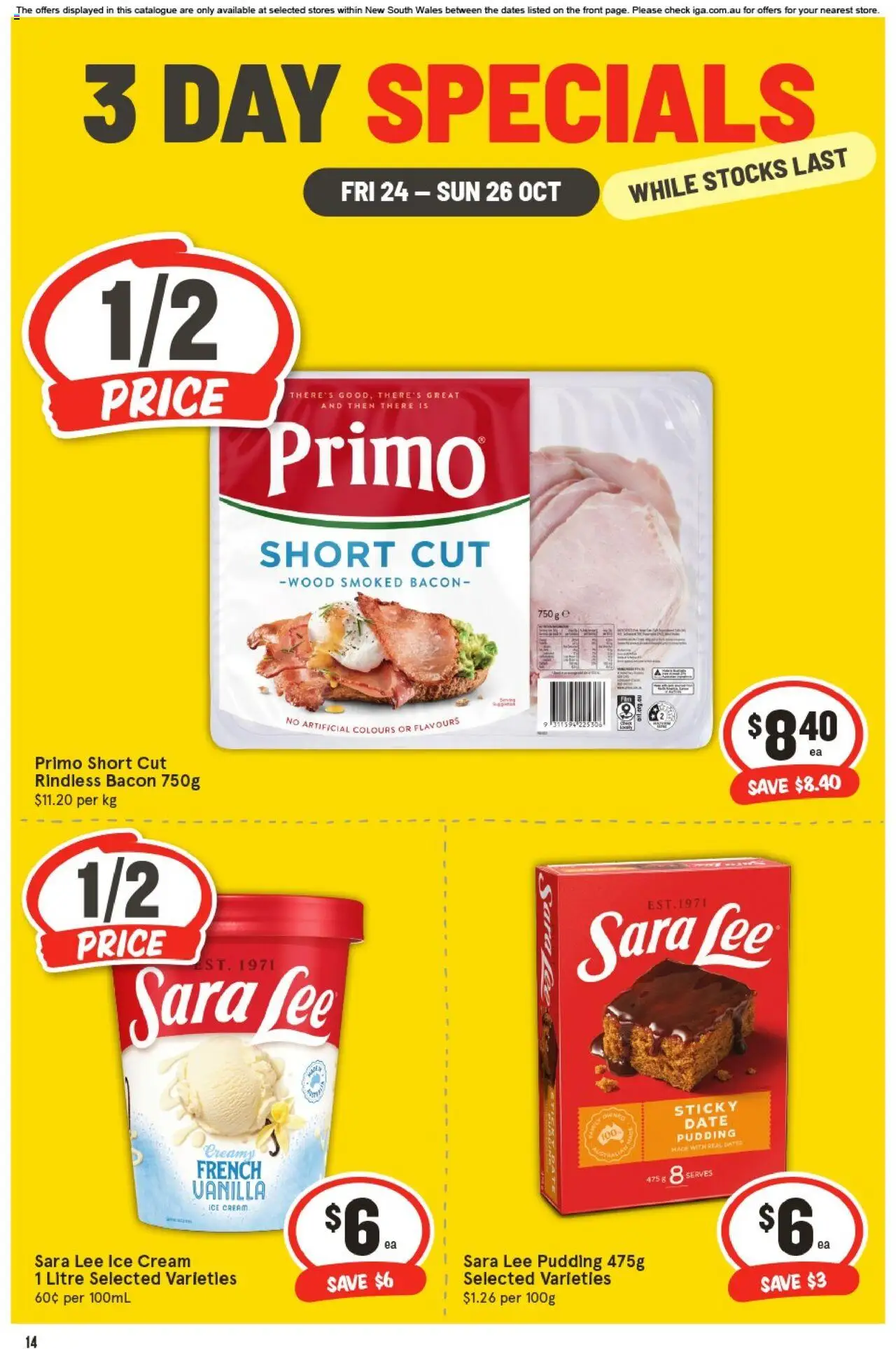 IGA catalogue - valid from 24.10.2025 | Page: 3 | Products: Bacon, Cream, Pudding, Wood
