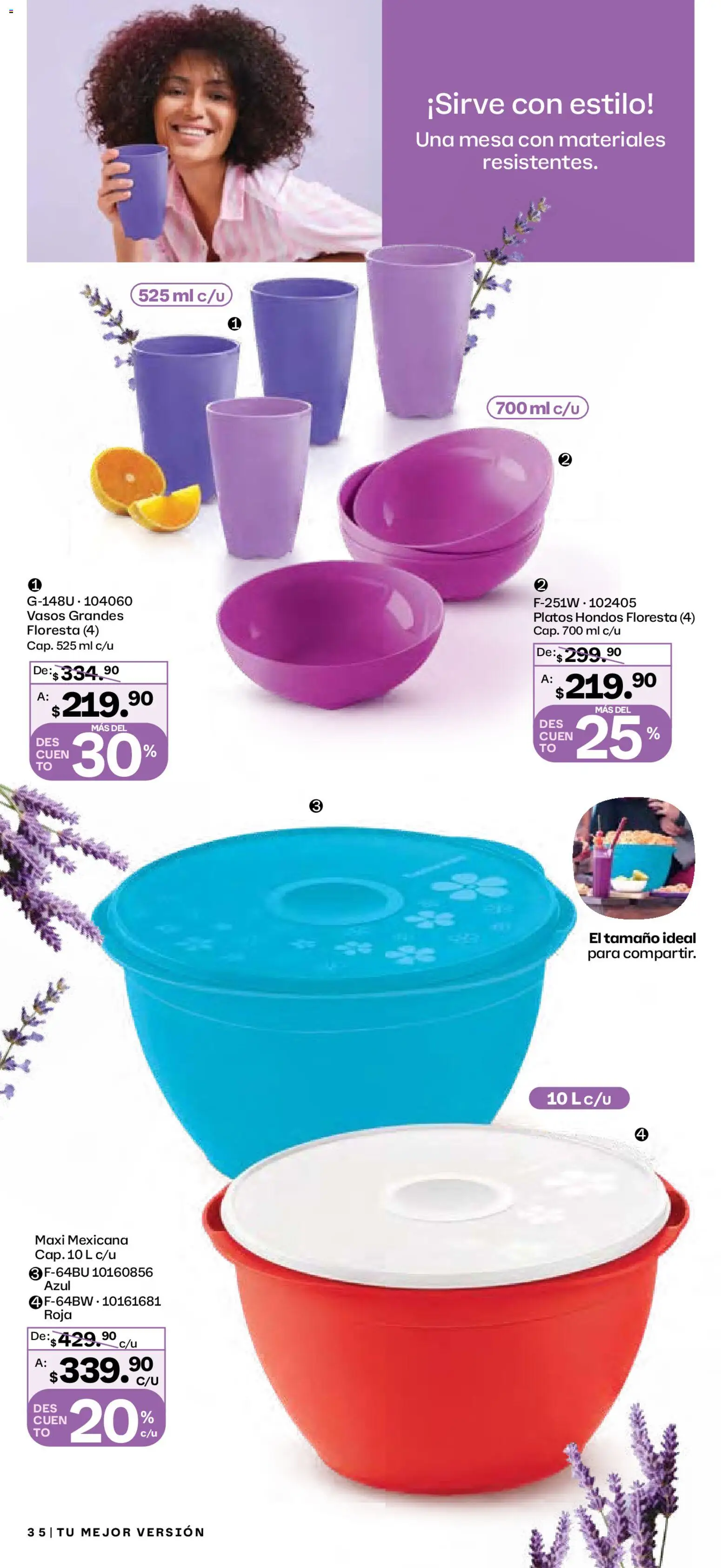 Nuevas ofertas de Tupperware válidas en toda la República Mexicana desde el 29.12.2025. ¡Encuentra las mejores ofertas en Tupperware catálogo! | Página: 35 | Productos: Mesa, Vasos
