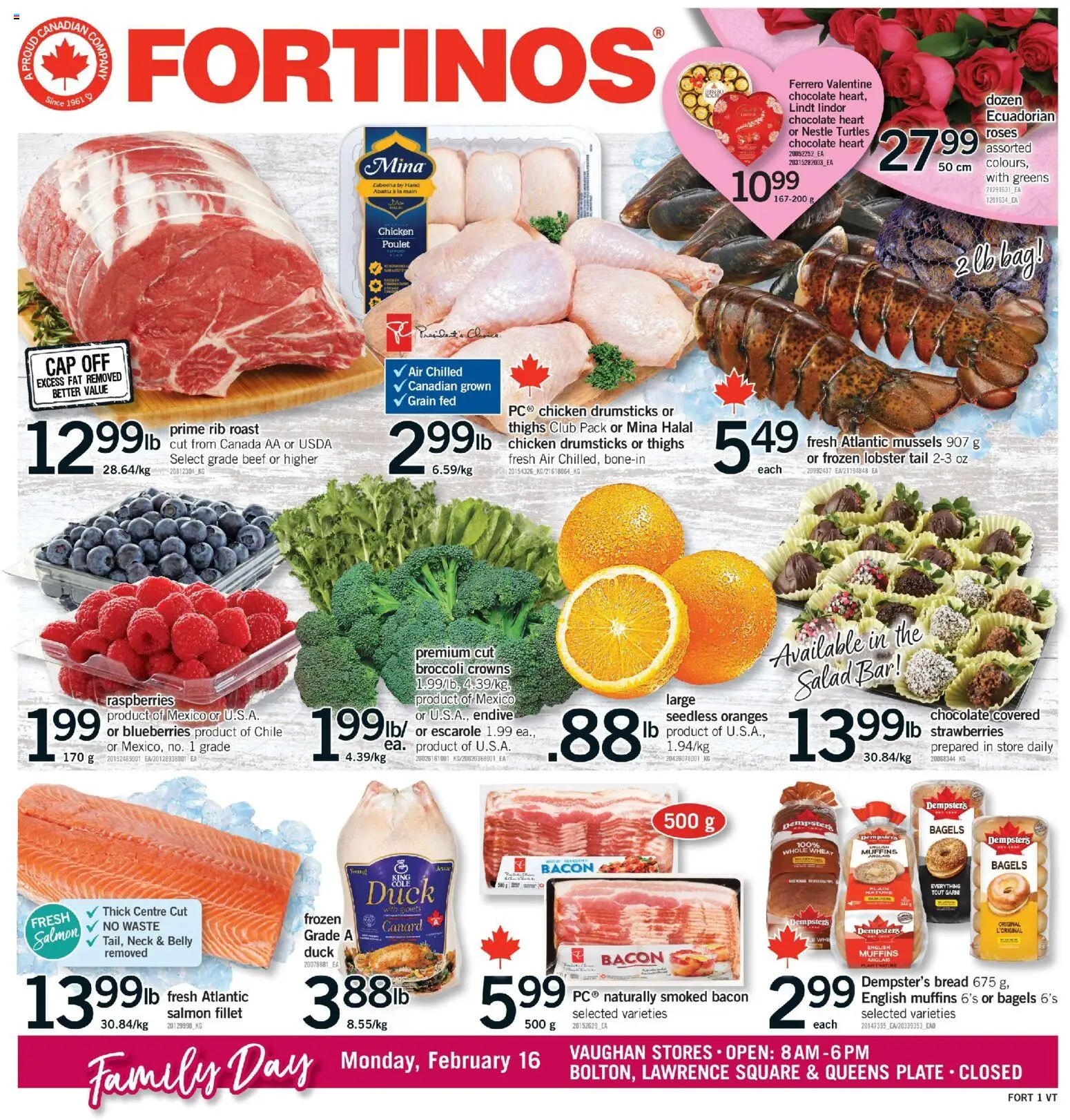Fortinos flyer valid from 12.02.2026 | Page: 1 | Products: Cap, Salad, Bread, Chocolate