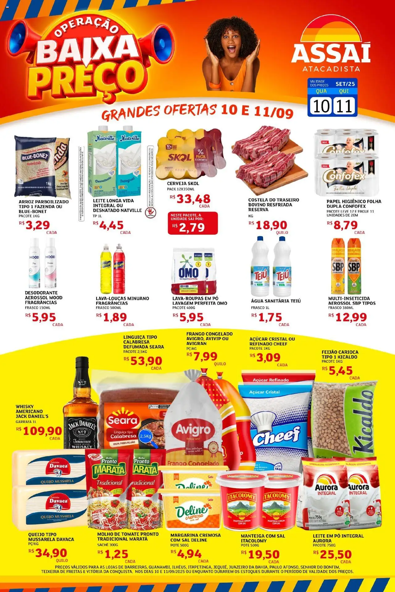 Assaí Atacadista Folheto - válido de 10.09.2025 | Página: 1 | Produtos: Manteiga, Queijo, Sal, Água sanitária