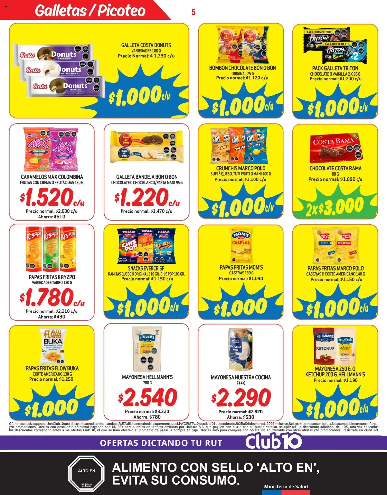 Mayorista 10 Ofertas │ válido desde el 27.10.2025 | Página: 6 | Productos: Mani, Cocina, Papas fritas, Galletas