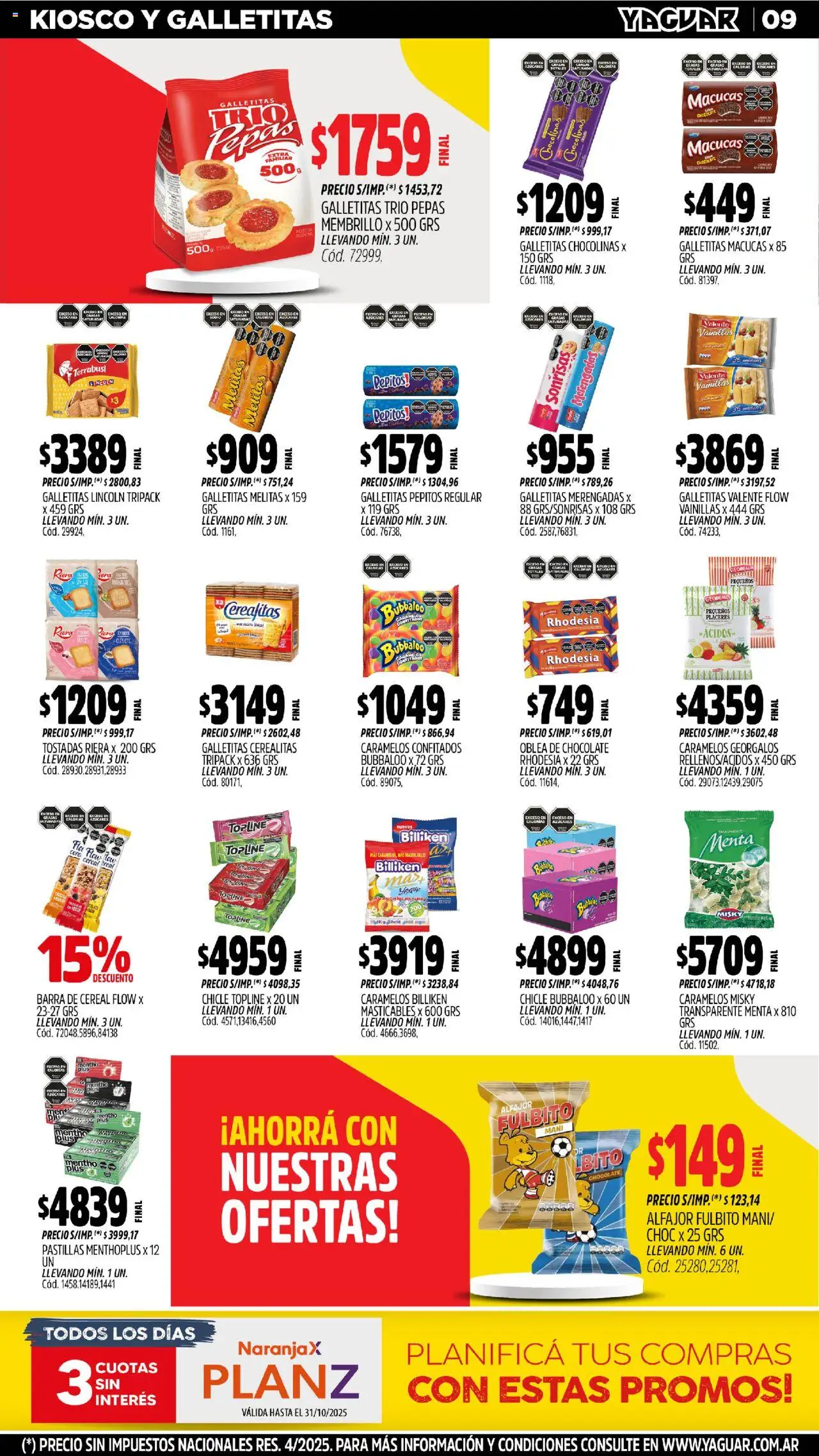Yaguar - Moreno │ válido desde el 20.10.2025 | Página: 9 | Productos: Top, Pera, Mani, Chocolate