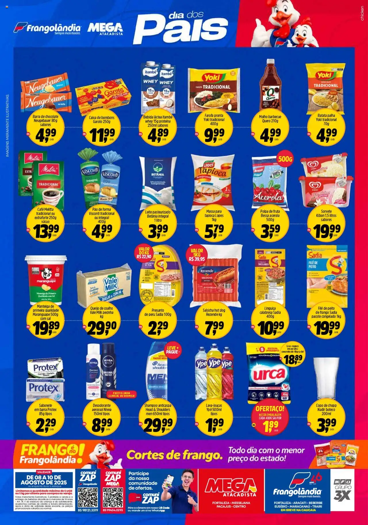 Frangolândia Folheto - válido de 08.08.2025 | Página: 2 | Produtos: Salsicha, Manteiga, Pão, Café