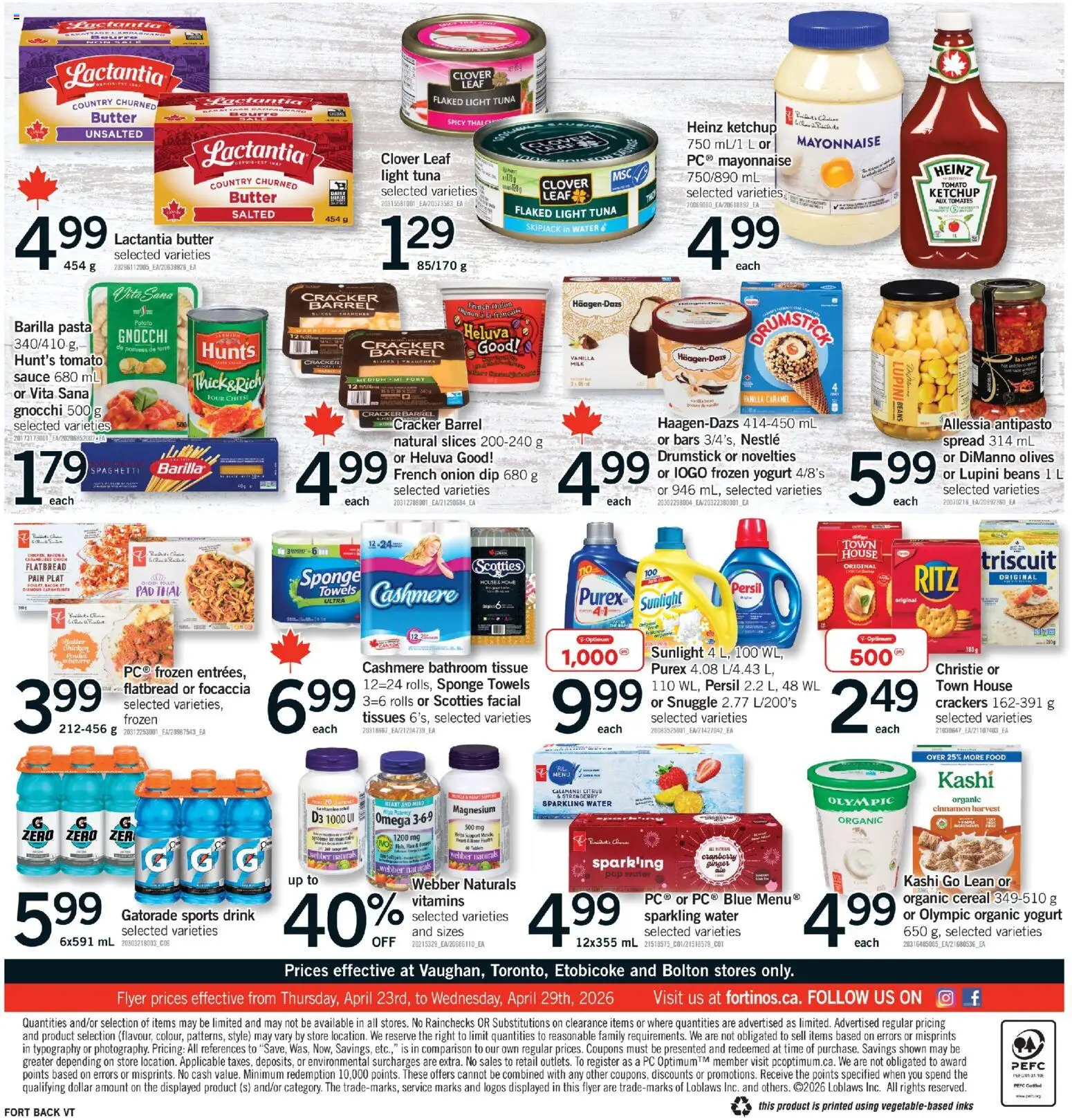 Fortinos flyer valid from 23.04.2026 | Page: 2 | Products: PC, Sponge, Butter, Yogurt