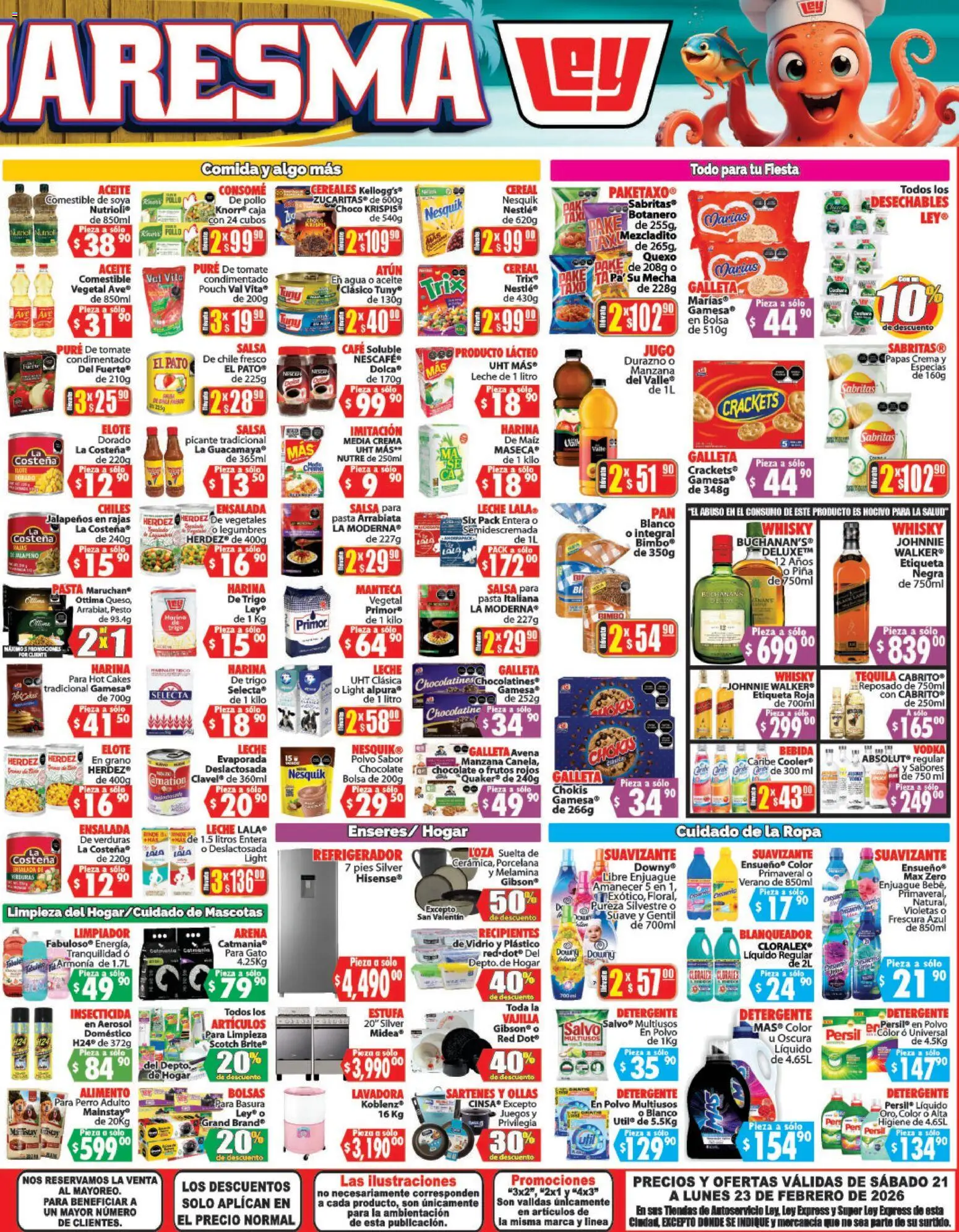 Nuevas ofertas de Casa Ley válidas en toda la República Mexicana desde el 21.02.2026. ¡Encuentra las mejores ofertas en Casa Ley folleto Autoservicio! | Página: 4 | Productos: Atún, Manzana, Agua, Ensalada