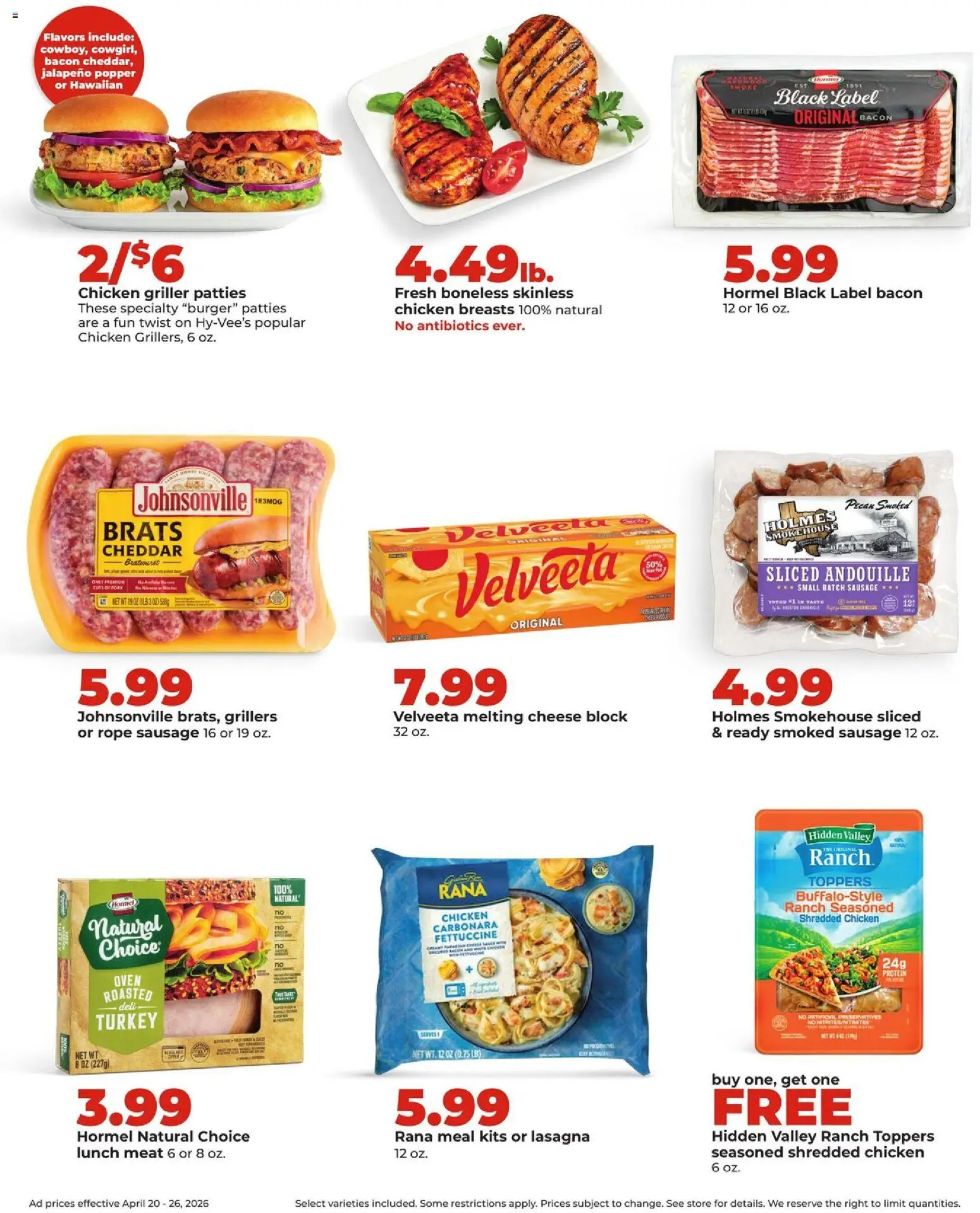 HyVee Weekly Ad - valid from 20.04.2026 | Page: 13 | Products: Cheese, Pork, Sausage, Oven