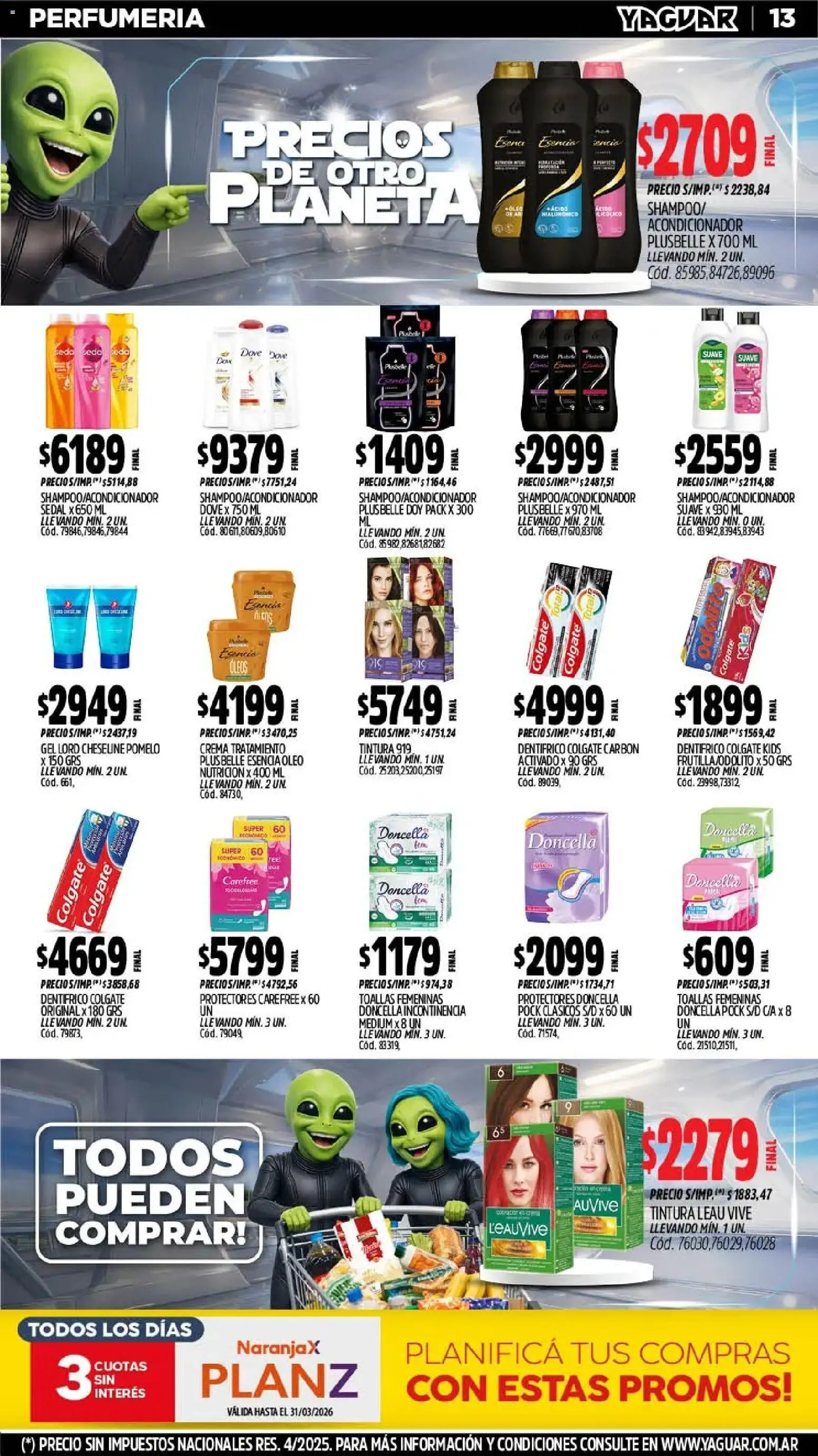 Yaguar catálogo │ válido desde el 02.03.2026 | Página: 13 | Productos: Toallas, Acondicionador, Pomelo, Crema