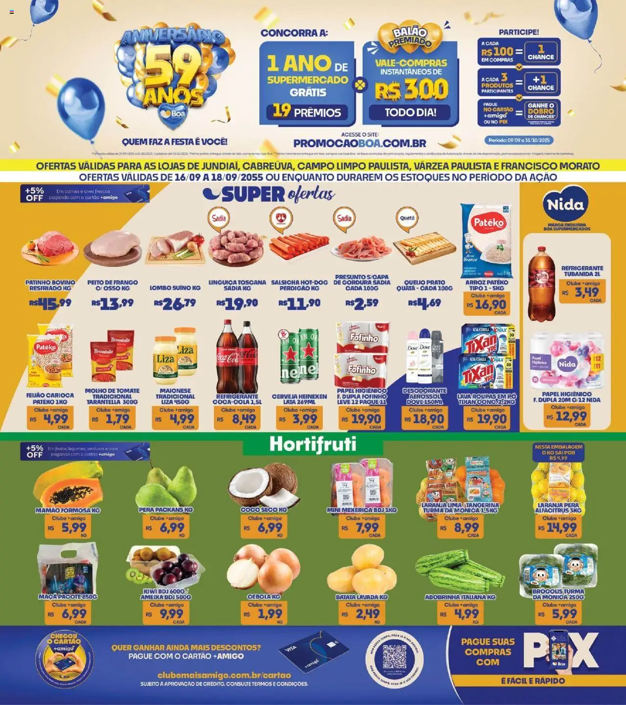 Boa Supermercados Folheto - válido de 16.09.2025 | Página: 1 | Produtos: Feijão, Molho de tomate, Kiwi, Peito de frango