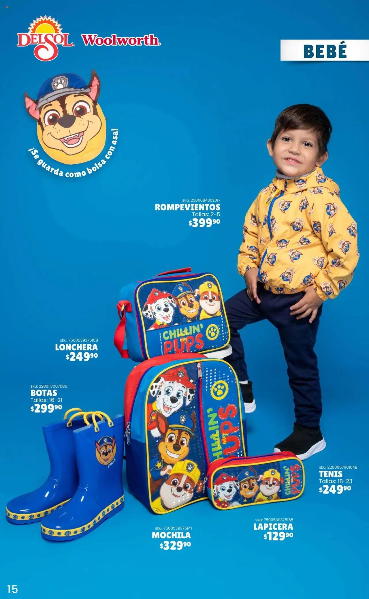 Nuevas ofertas de Del Sol y Woolworth válidas en toda la República Mexicana desde el 25.09.2025. ¡Encuentra las mejores ofertas en Del Sol y Woolworth - Catálogo Rompevientos Disney! | Página: 15 | Productos: Tenis, Botas, Bolsa, Mochila