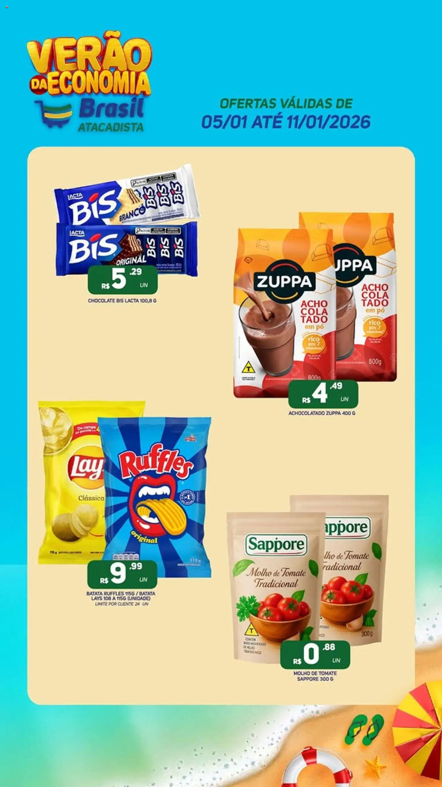 Brasil Atacadista Folheto - válido de 05.01.2026 | Página: 3 | Produtos: Molho de tomate, Cola, Chocolate, Batata