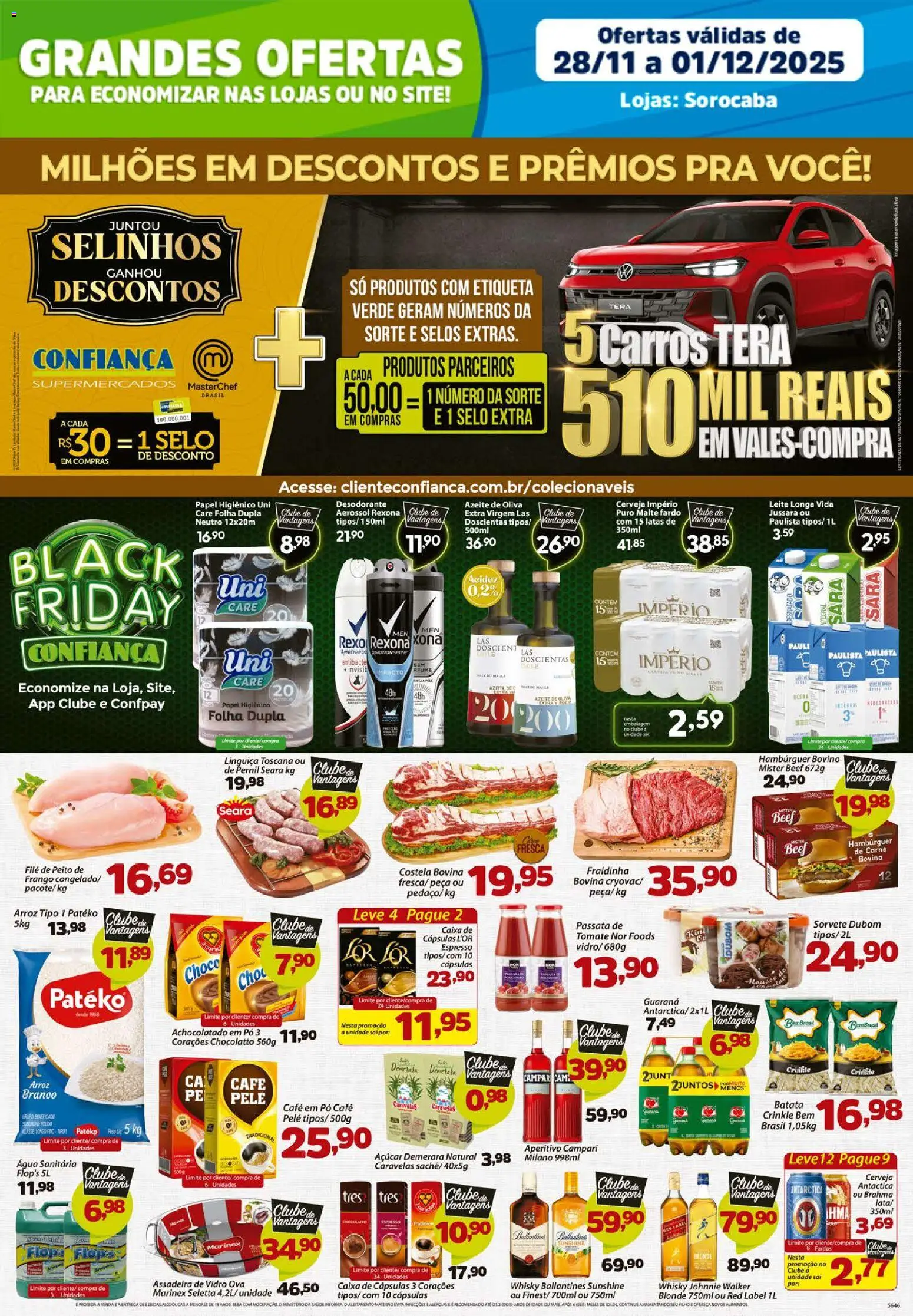 Confiança Folheto - válido de 28.11.2025 | Página: 1 | Produtos: Guaraná, Café, Hambúrguer, Sorvete