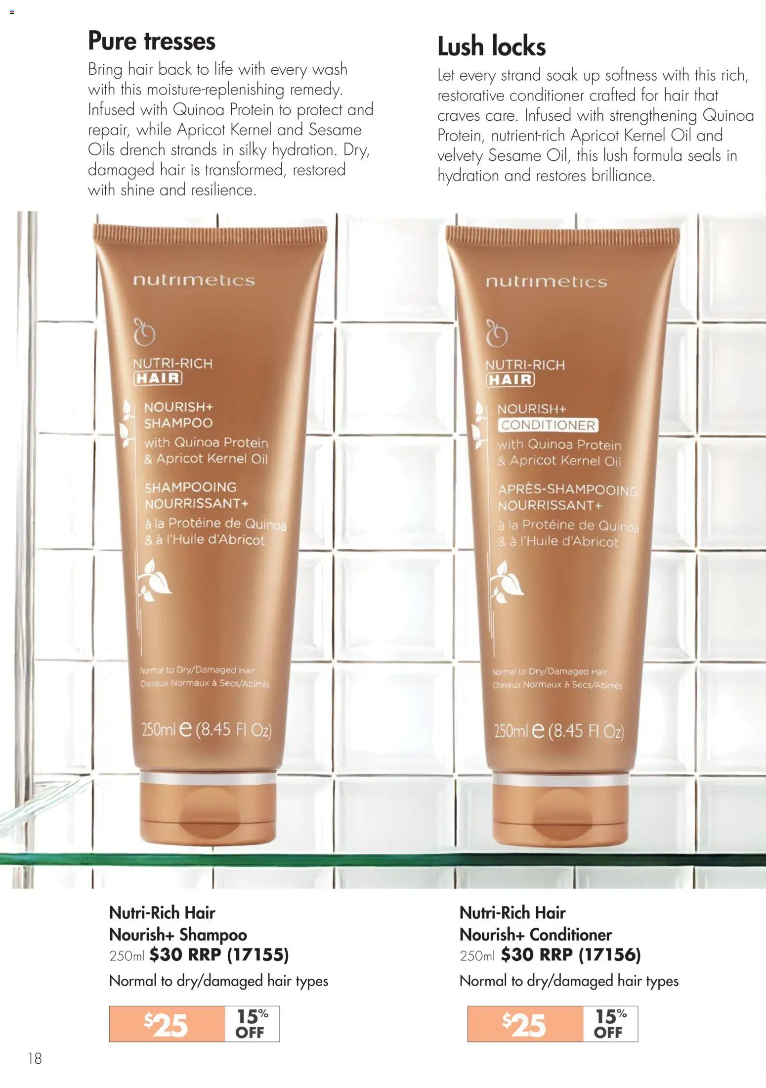 Nutrimetics catalogue - valid from 01.01.2026 | Page: 18 | Products: Shampoo, Conditioner, Oil