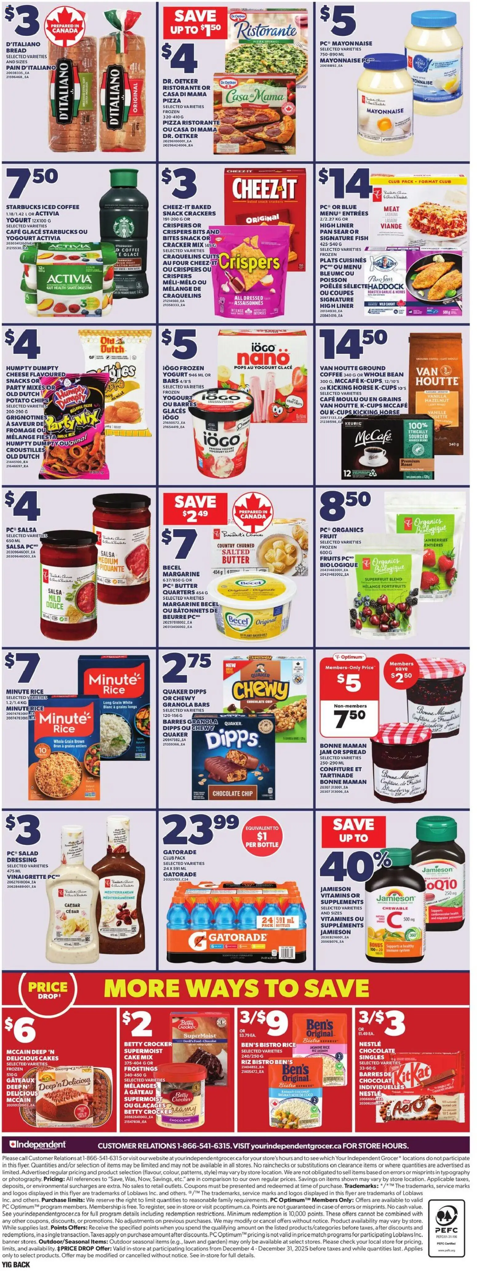 Independent Grocer flyer valid from 25.12.2025 | Page: 4 | Products: Fish, Chips, Salad, Yogurt