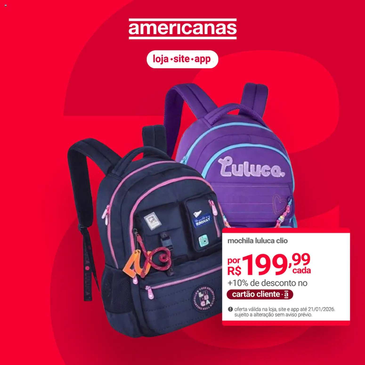 Lojas Americanas Folheto - válido de 20.01.2026 | Página: 2 | Produtos: Mochila