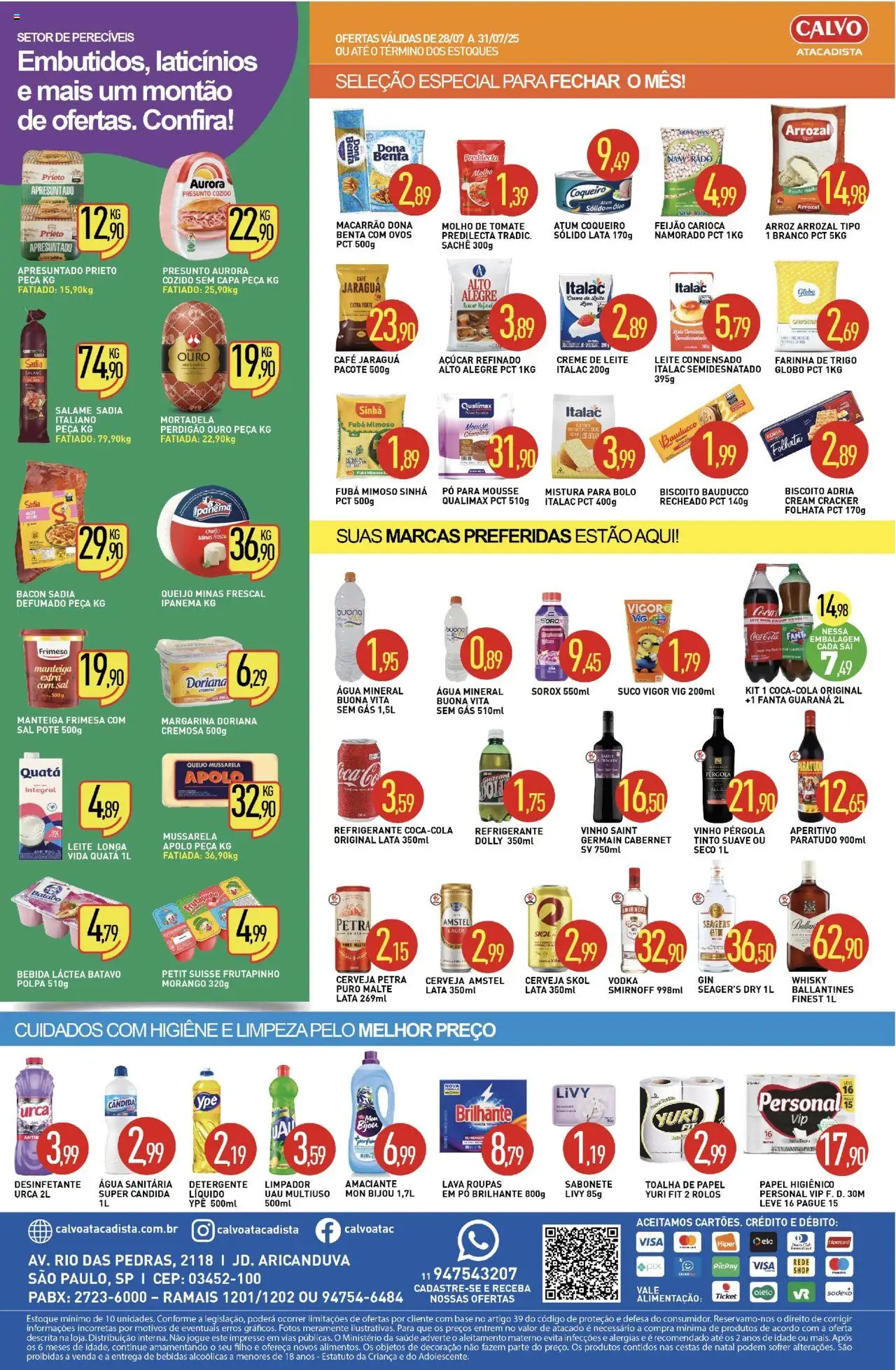 Calvo Atacadista Folheto - válido de 28.07.2025 | Página: 2 | Produtos: Detergente, Queijo, Salame, Presunto