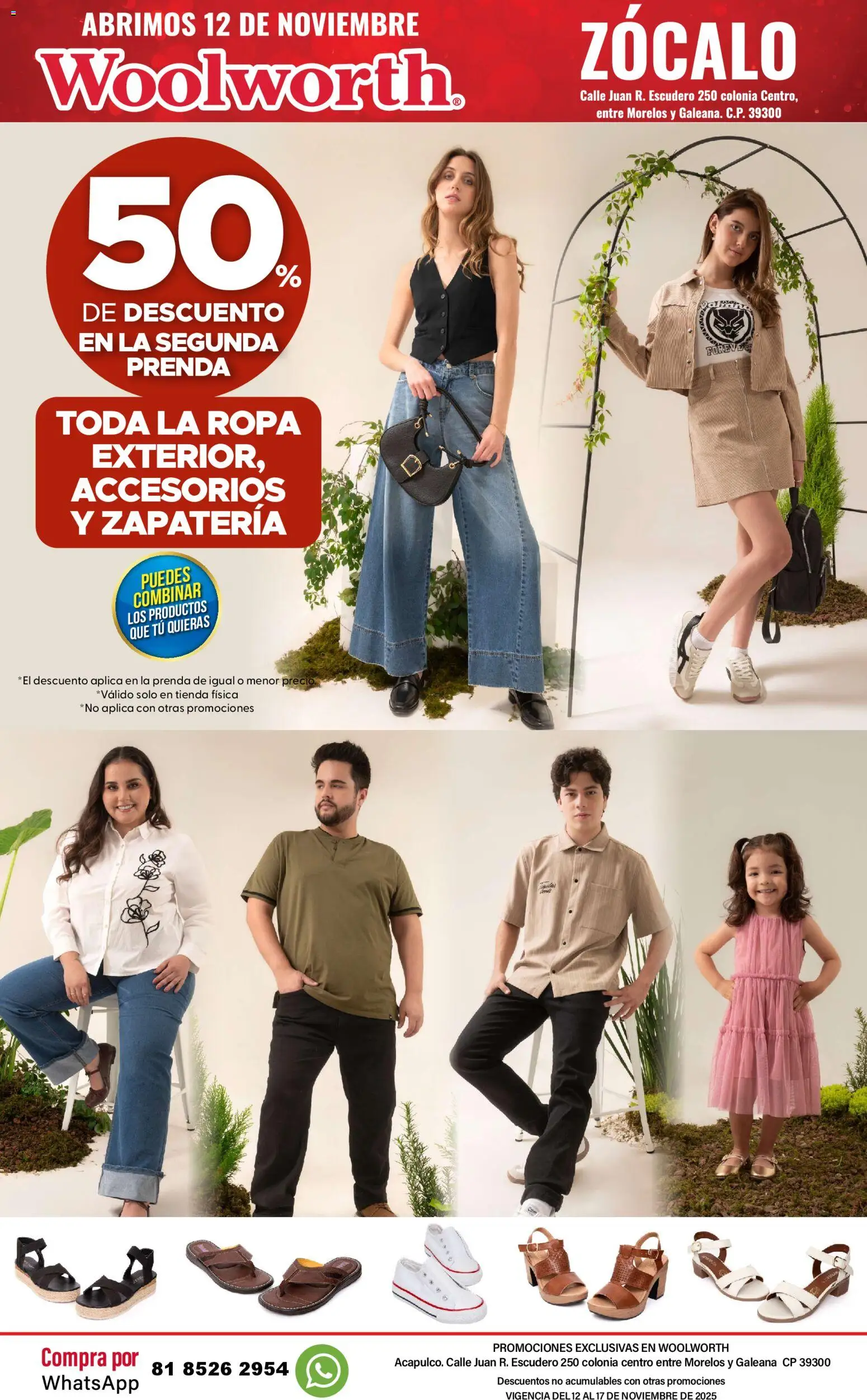 Nuevas ofertas de Del Sol y Woolworth válidas en toda la República Mexicana desde el 12.11.2025. ¡Encuentra las mejores ofertas en Del Sol y Woolworth catálogo Apertura Acapulco Centro 217! | Página: 9 | Productos: Ropa, Zócalo