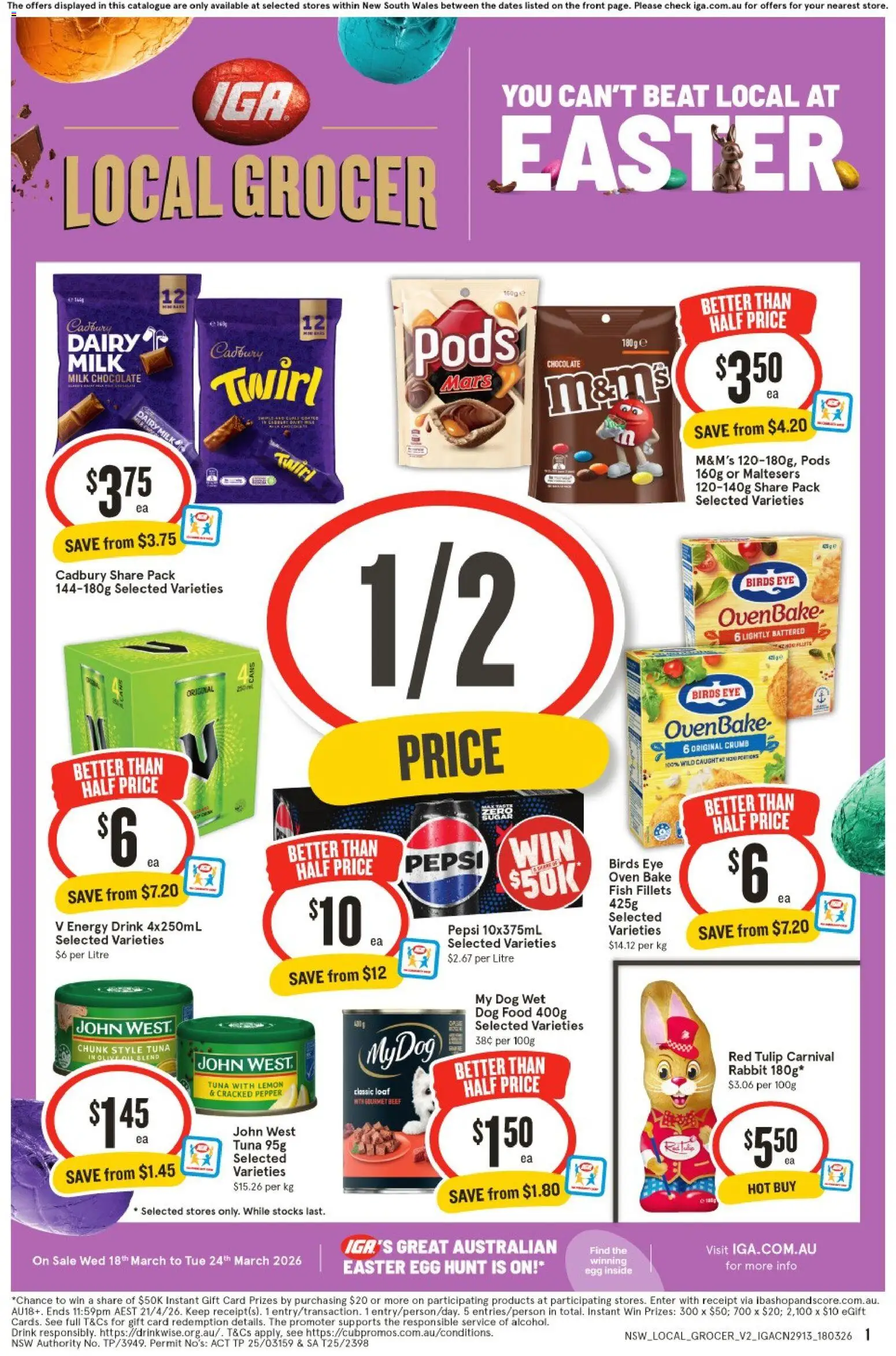 IGA catalogue - valid from 18.03.2026 | Page: 1 | Products: Dairy, Energy drink, Fish, Olive oil