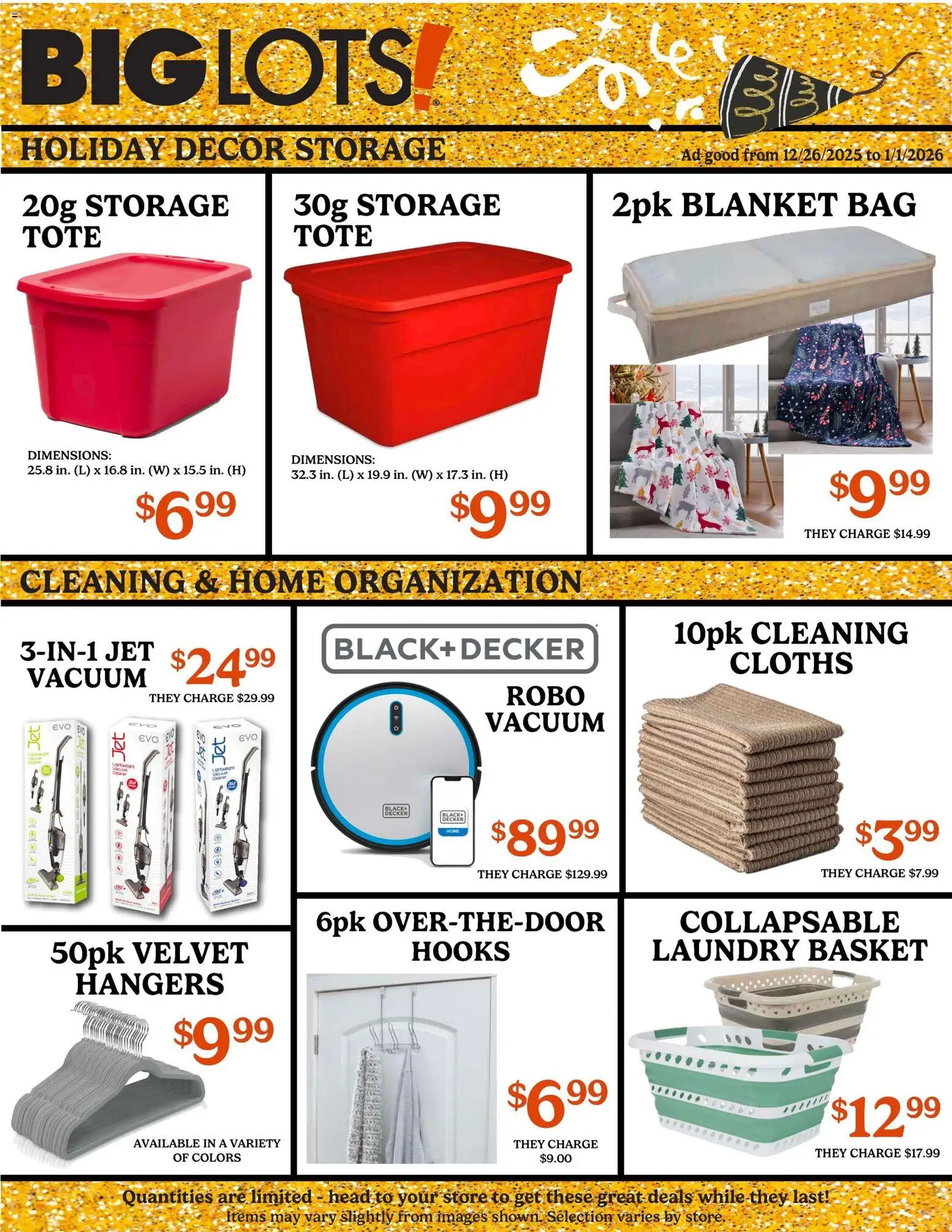Big Lots Weekly Ad - valid from 26.12.2025 | Page: 2 | Products: Blanket, Vacuum, Basket, Bag