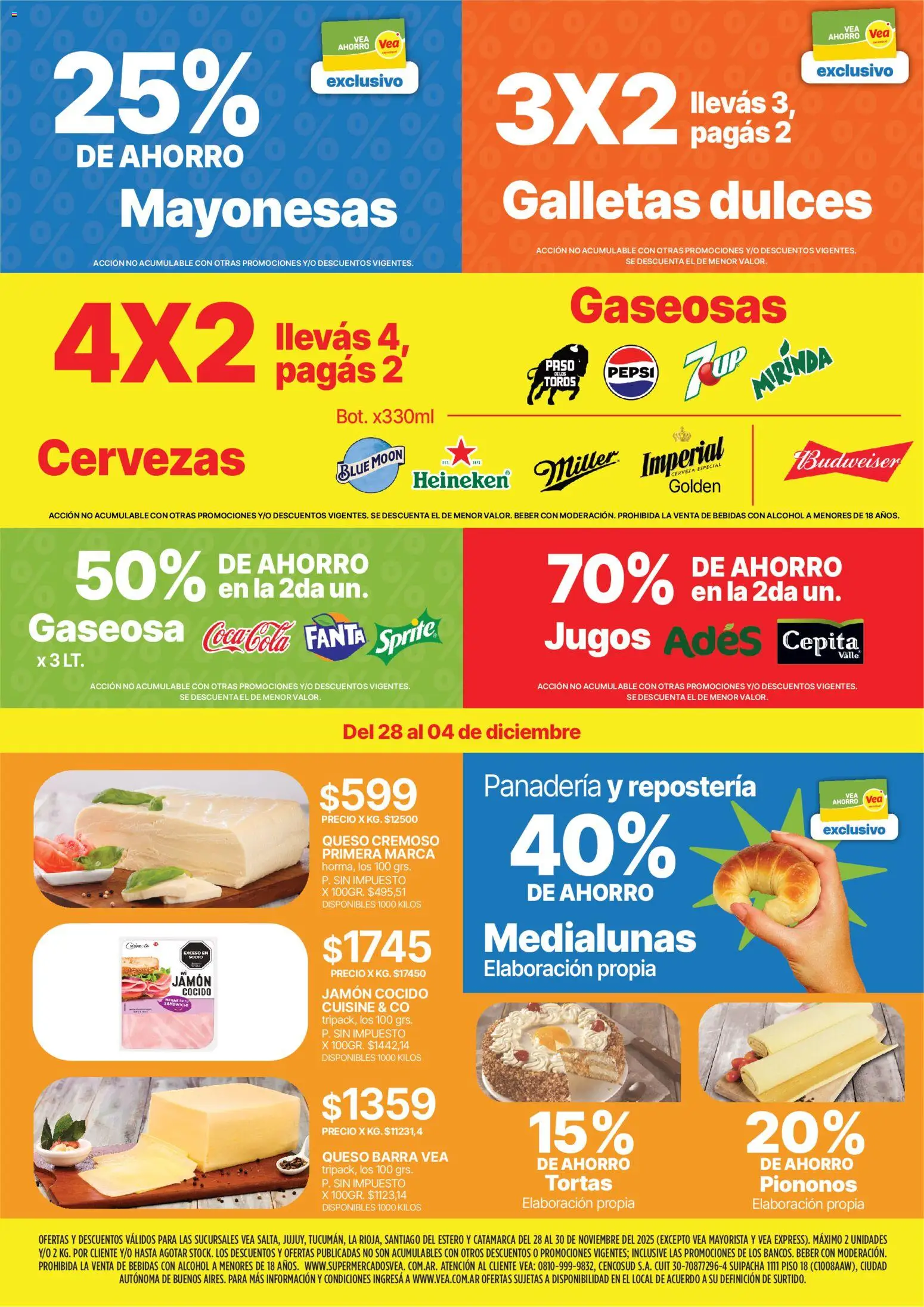 Vea - Oferta fin de semana │ válido desde el 28.11.2025 | Página: 2 | Productos: Panadería, Queso, Jamón, Galletas