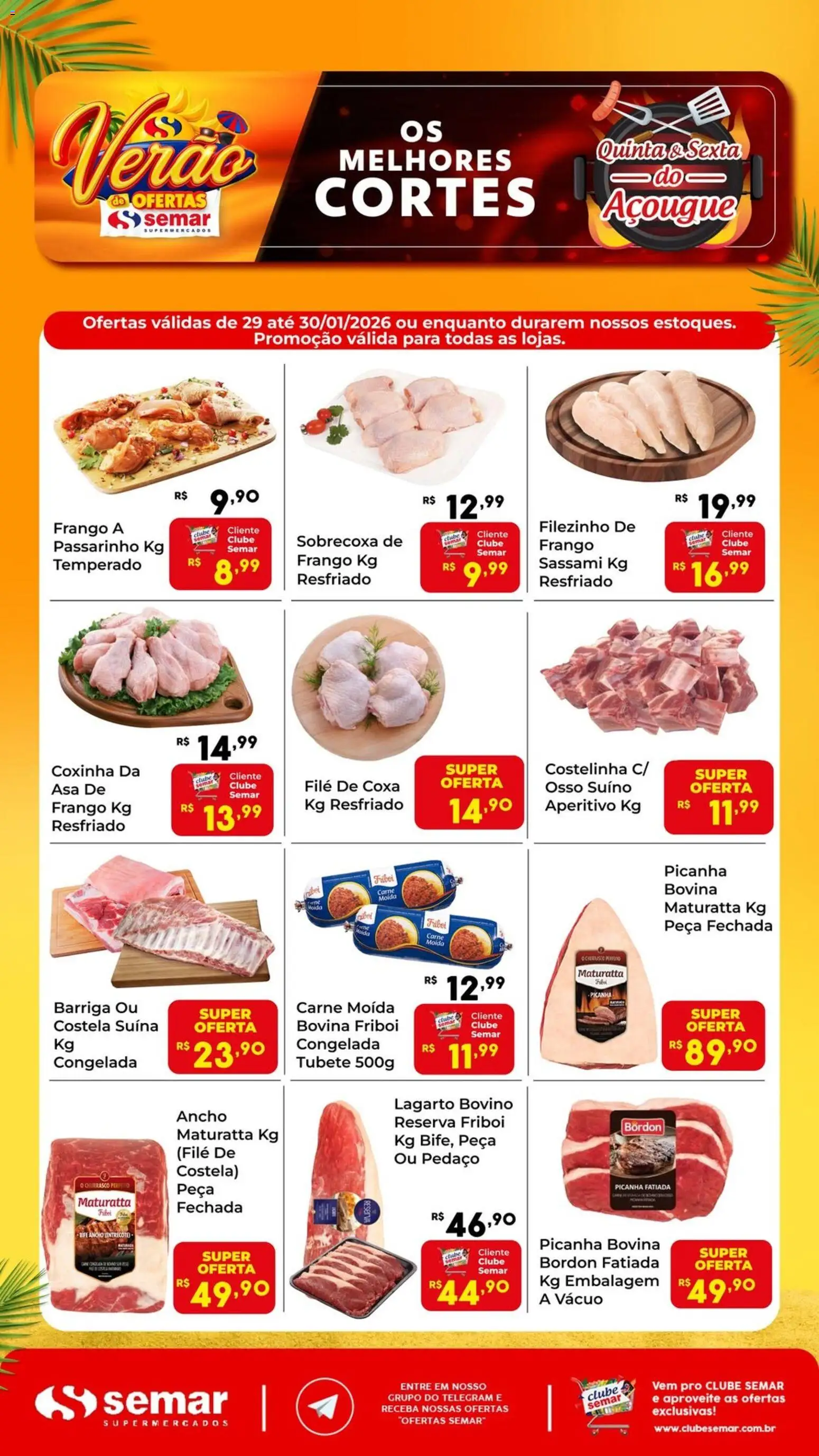 Semar Supermercado Folheto - válido de 29.01.2026 | Página: 1 | Produtos: Ancho Maturatta, Carne, Frango, Carne moída