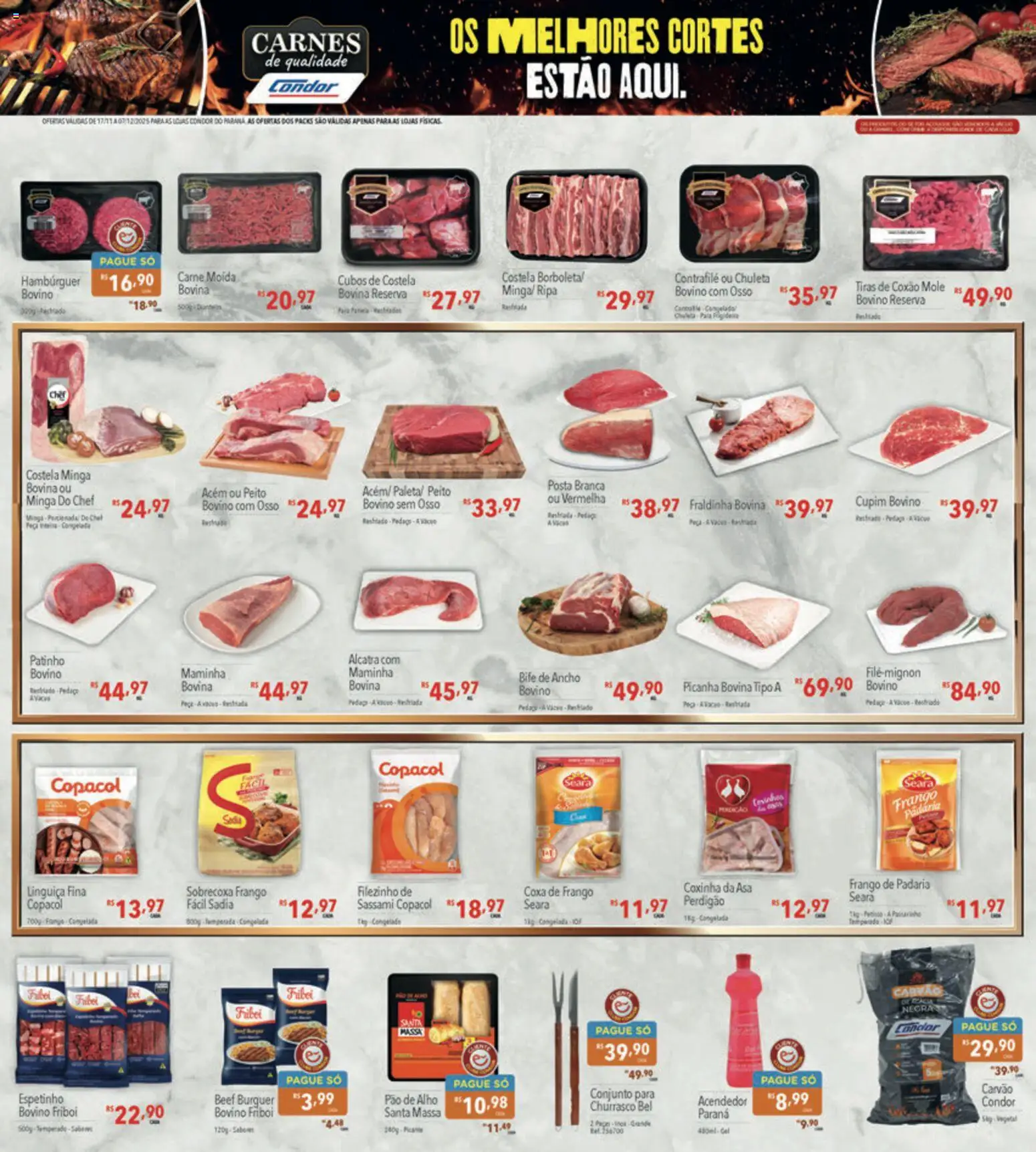 Supermercados Condor Folheto - válido de 17.11.2025 | Página: 17 | Produtos: Pao de alho, Acém, Coxa de frango, Maminha
