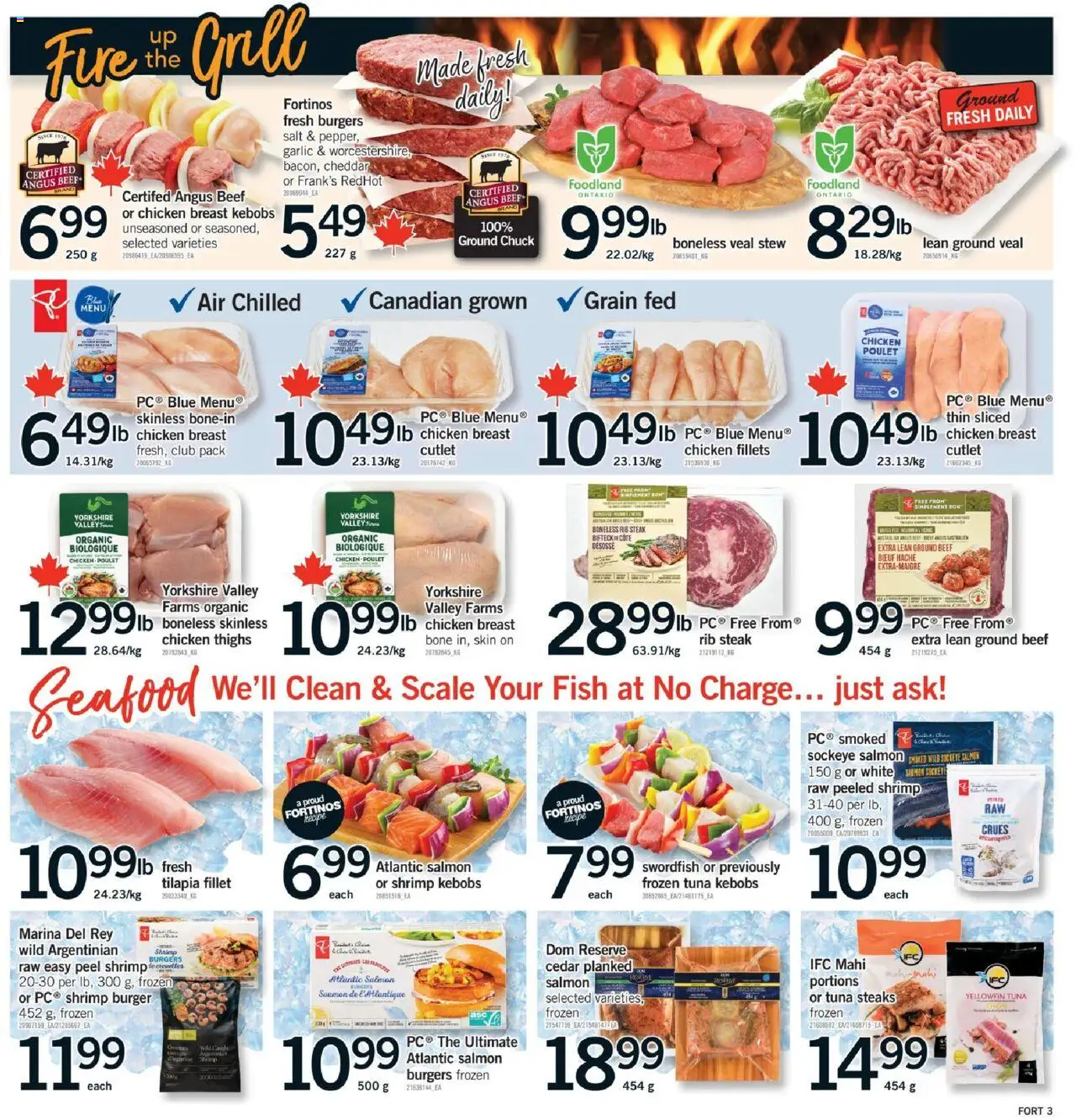 Fortinos flyer valid from 14.08.2025 | Page: 4 | Products: Fish, Beef, Chicken