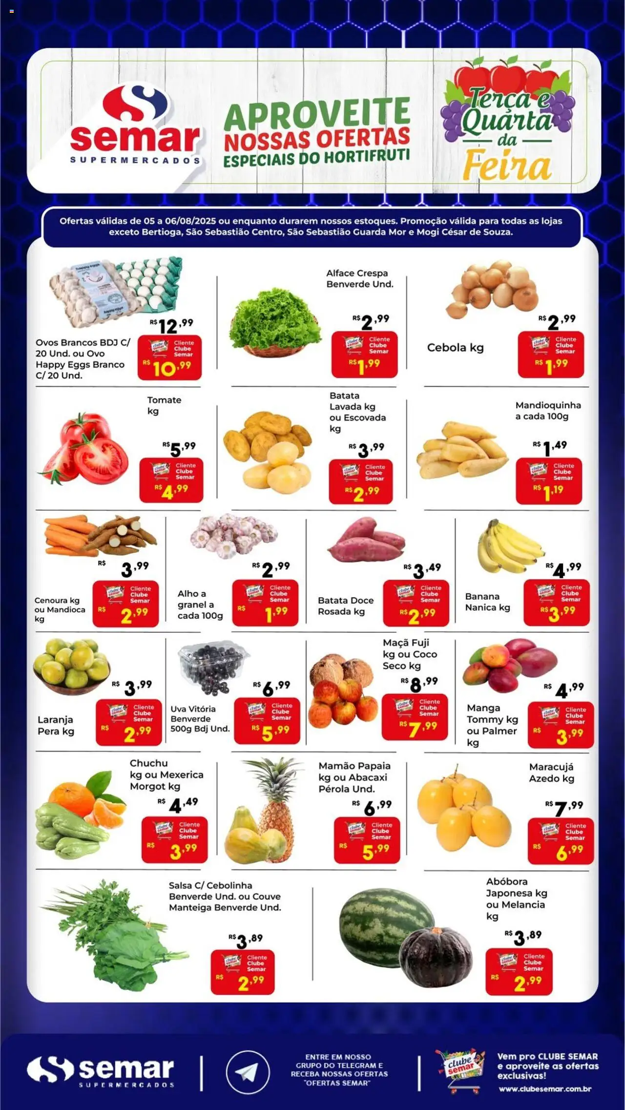 Semar Supermercado Folheto - válido de 05.08.2025 | Página: 3 | Produtos: Melancia, Abóbora, Cenoura, Couve