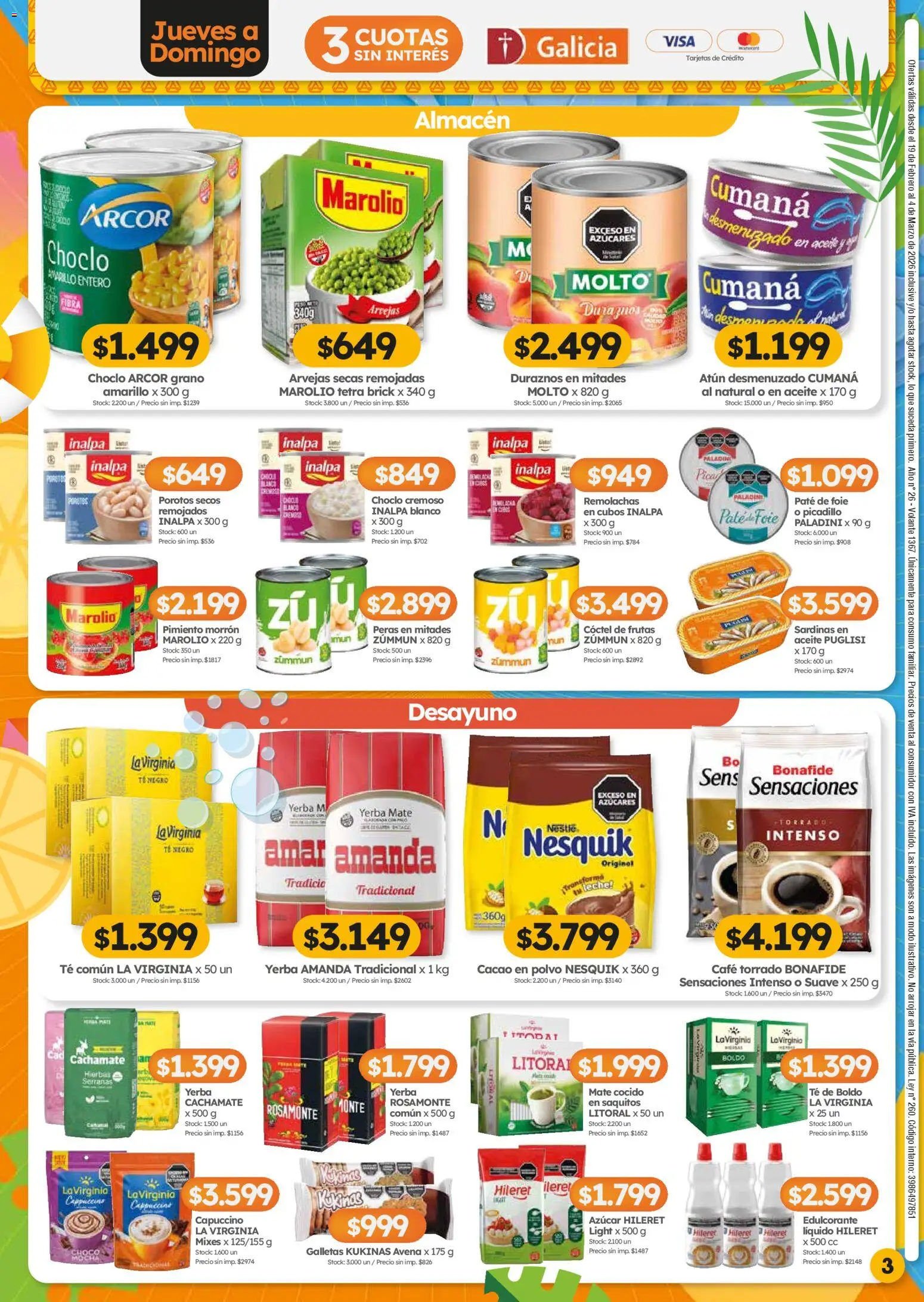 Cordiez ofertas │ válido desde el 19.02.2026 | Página: 3 | Productos: Mate, Choclo, Yerba, Edulcorante