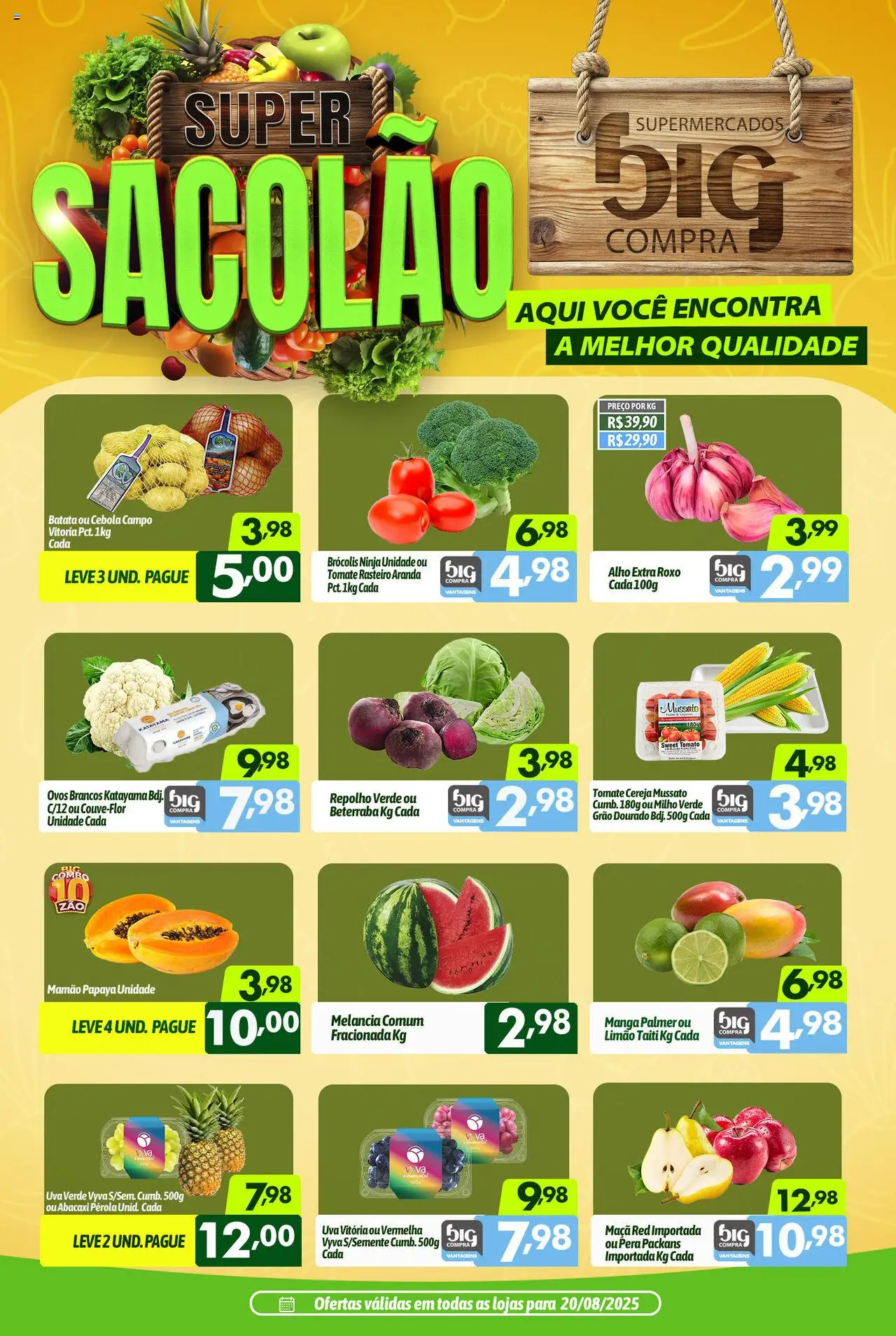 Big Compra Folheto - válido de 20.08.2025 | Página: 1 | Produtos: Cebola, Repolho, Mamão, Brócolis