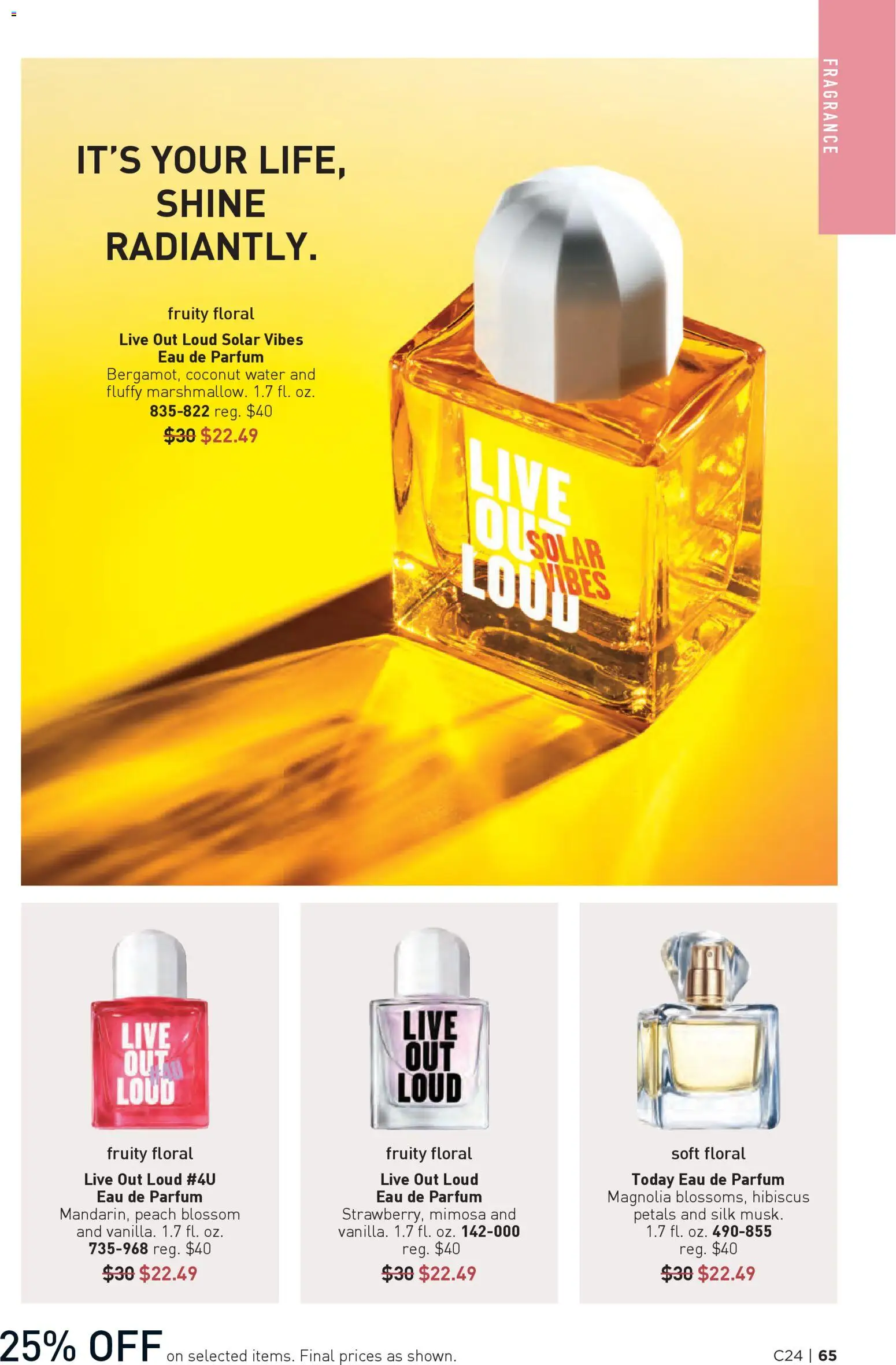 Avon Brochure - valid from 19.11.2025 | Page: 65 | Products: Fragrance, Water, Peach