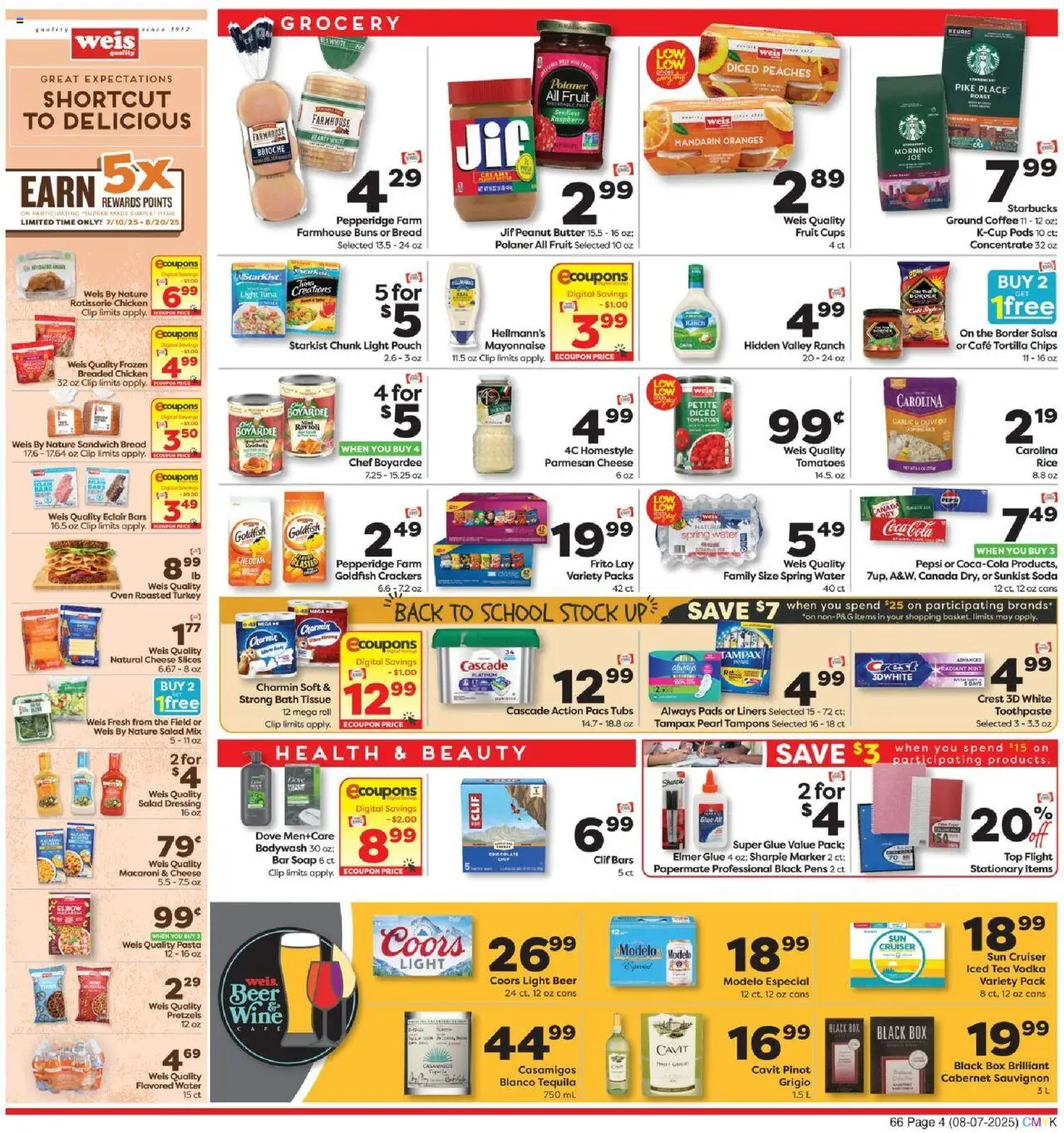 Weis Weekly Ad - valid from 07.08.2025 | Page: 4 | Products: Ginger, Butter, Beer, Tea